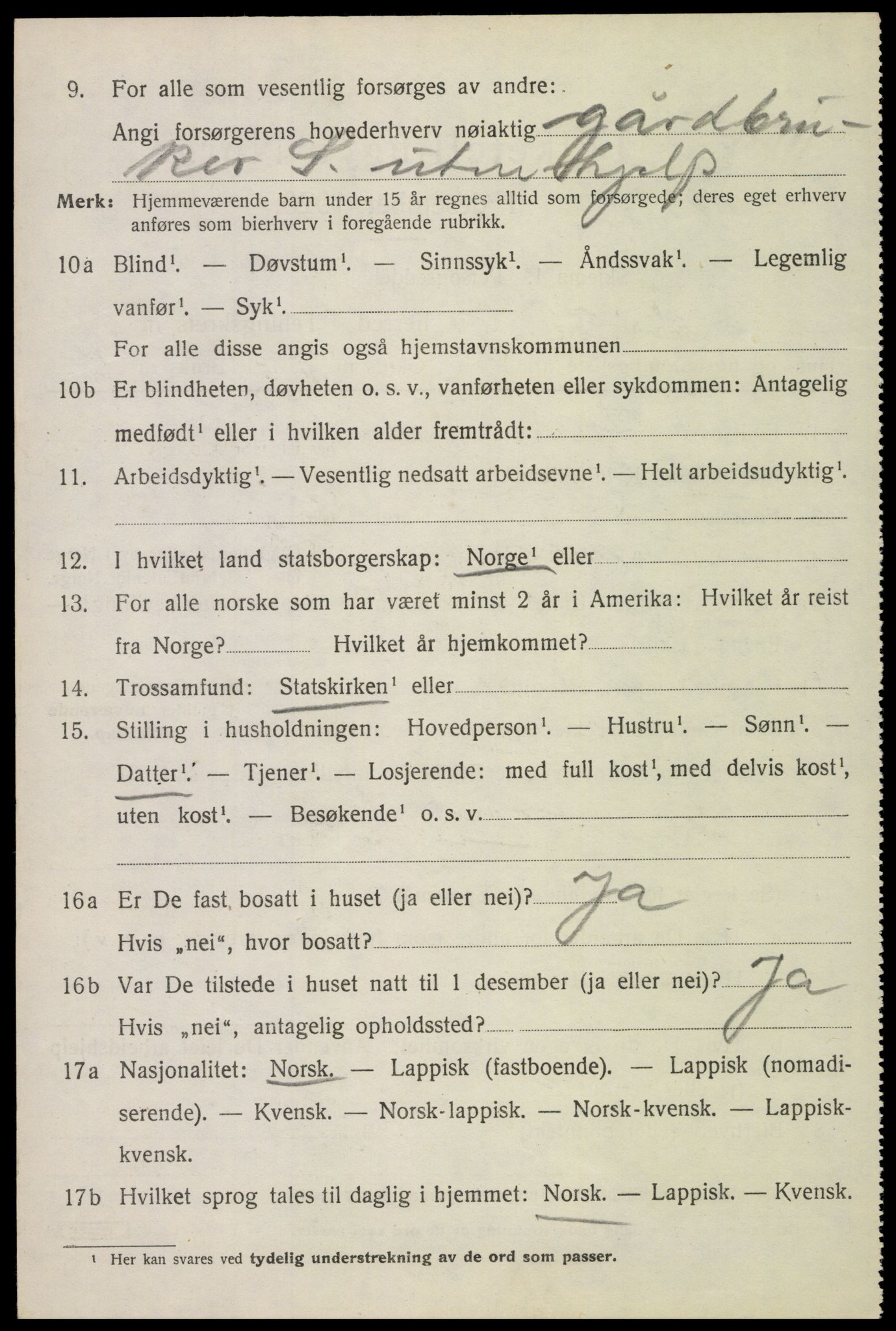 SAT, 1920 census for Hadsel, 1920, p. 18179
