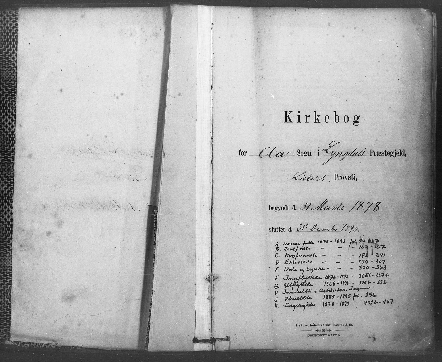 Lyngdal sokneprestkontor, SAK/1111-0029/F/Fa/Fac/L0011: Parish register (official) no. A 11, 1878-1893
