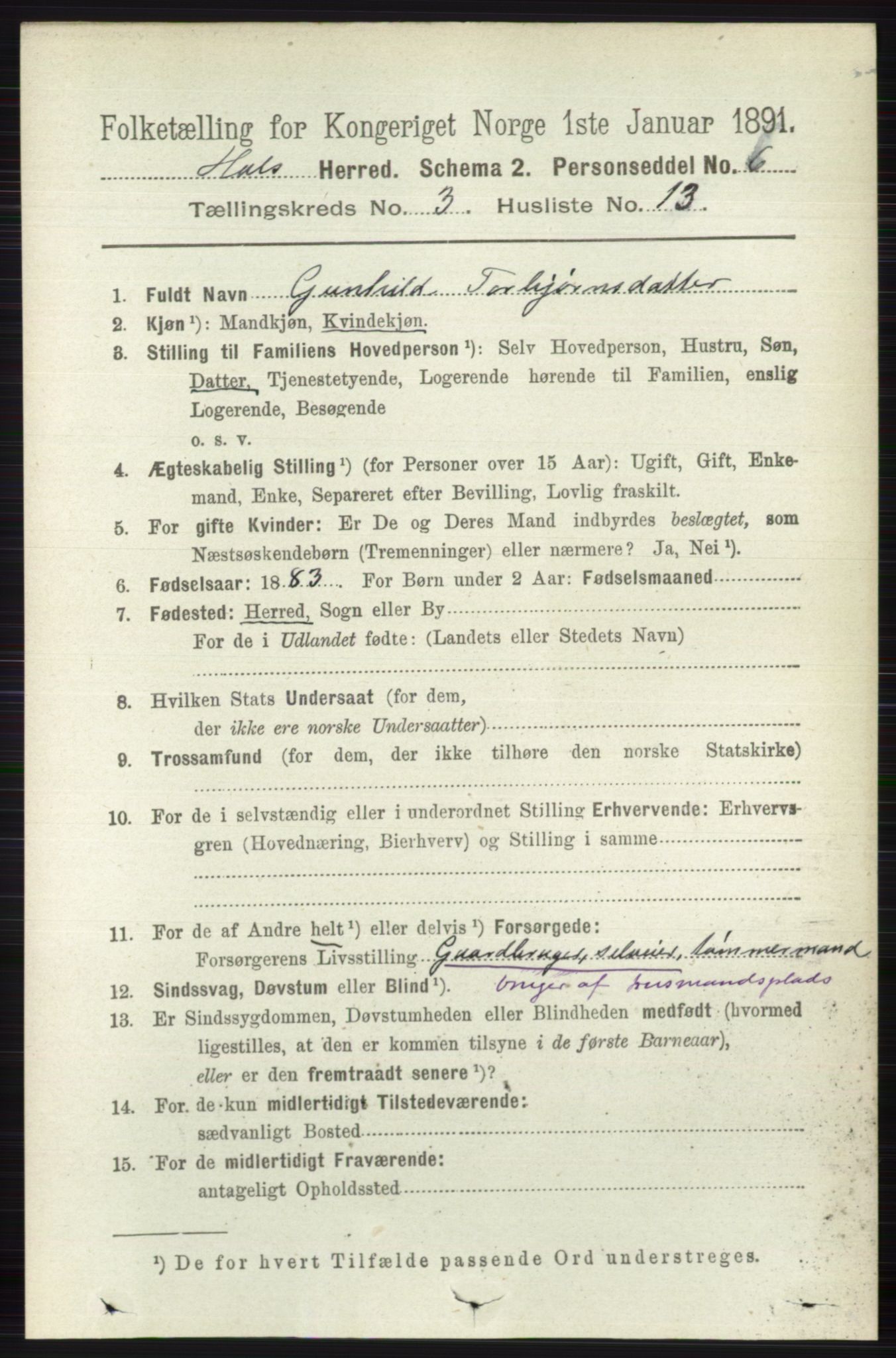 RA, 1891 census for 0620 Hol, 1891, p. 819