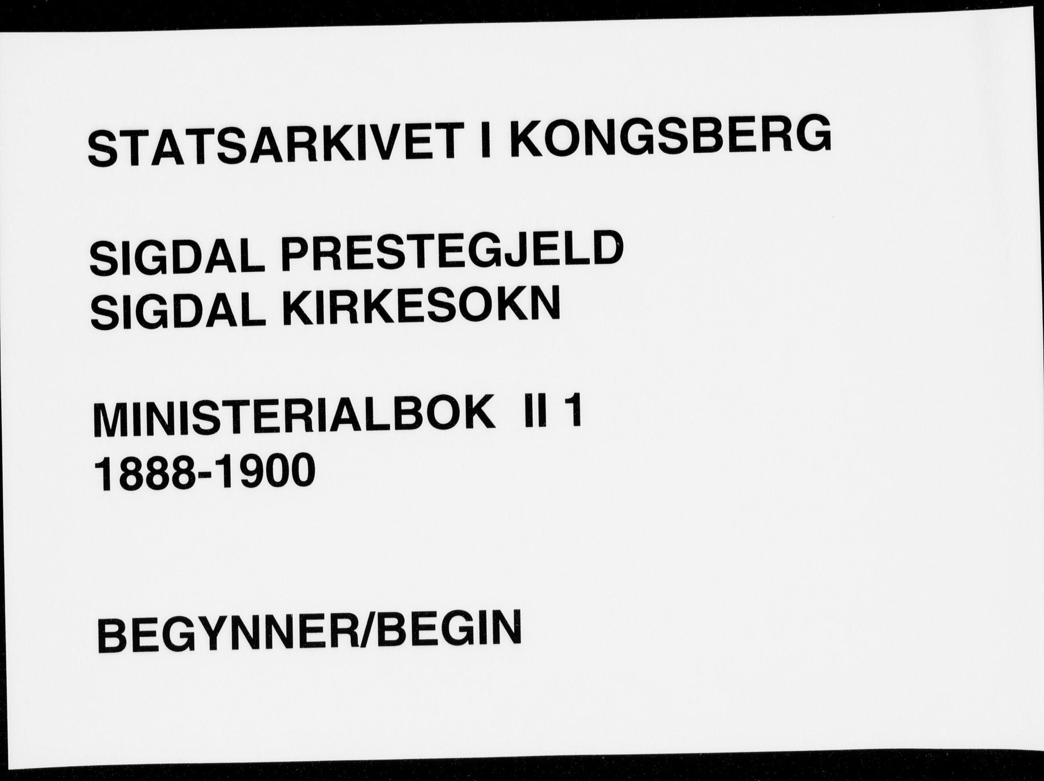 Sigdal kirkebøker, AV/SAKO-A-245/F/Fb/L0001: Parish register (official) no. II 1, 1888-1900