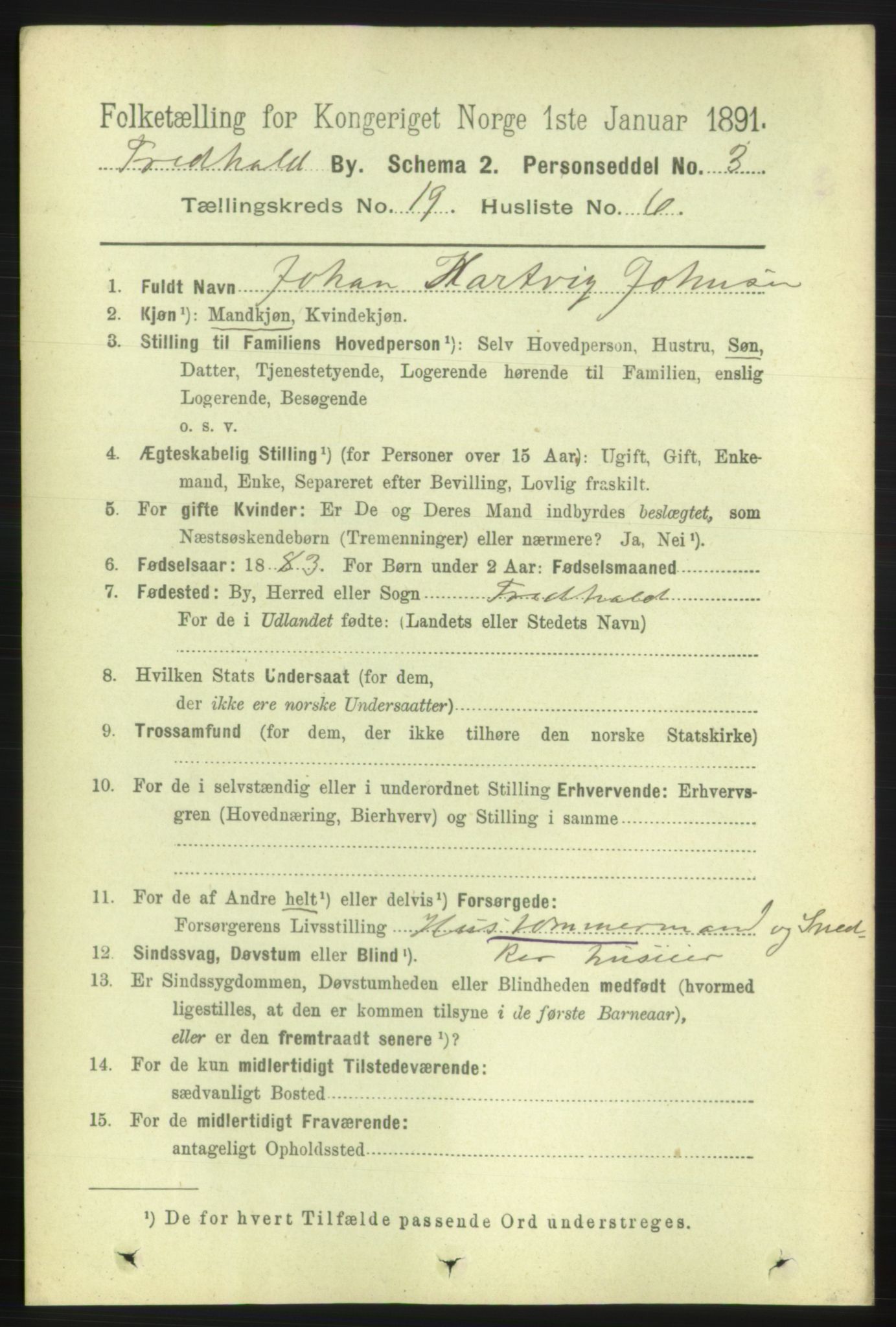 RA, 1891 census for 0101 Fredrikshald, 1891, p. 11975