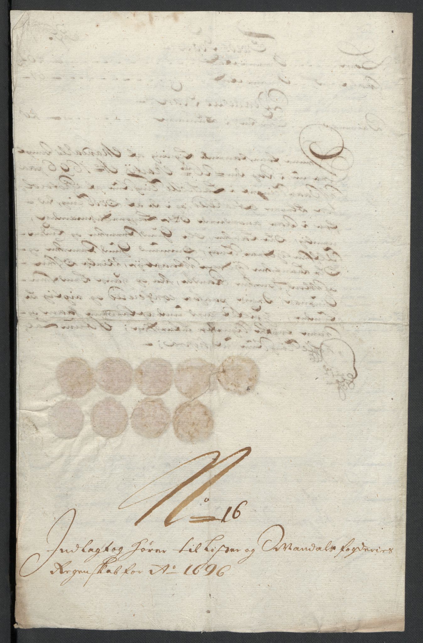 Rentekammeret inntil 1814, Reviderte regnskaper, Fogderegnskap, RA/EA-4092/R43/L2546: Fogderegnskap Lista og Mandal, 1696-1697, p. 87