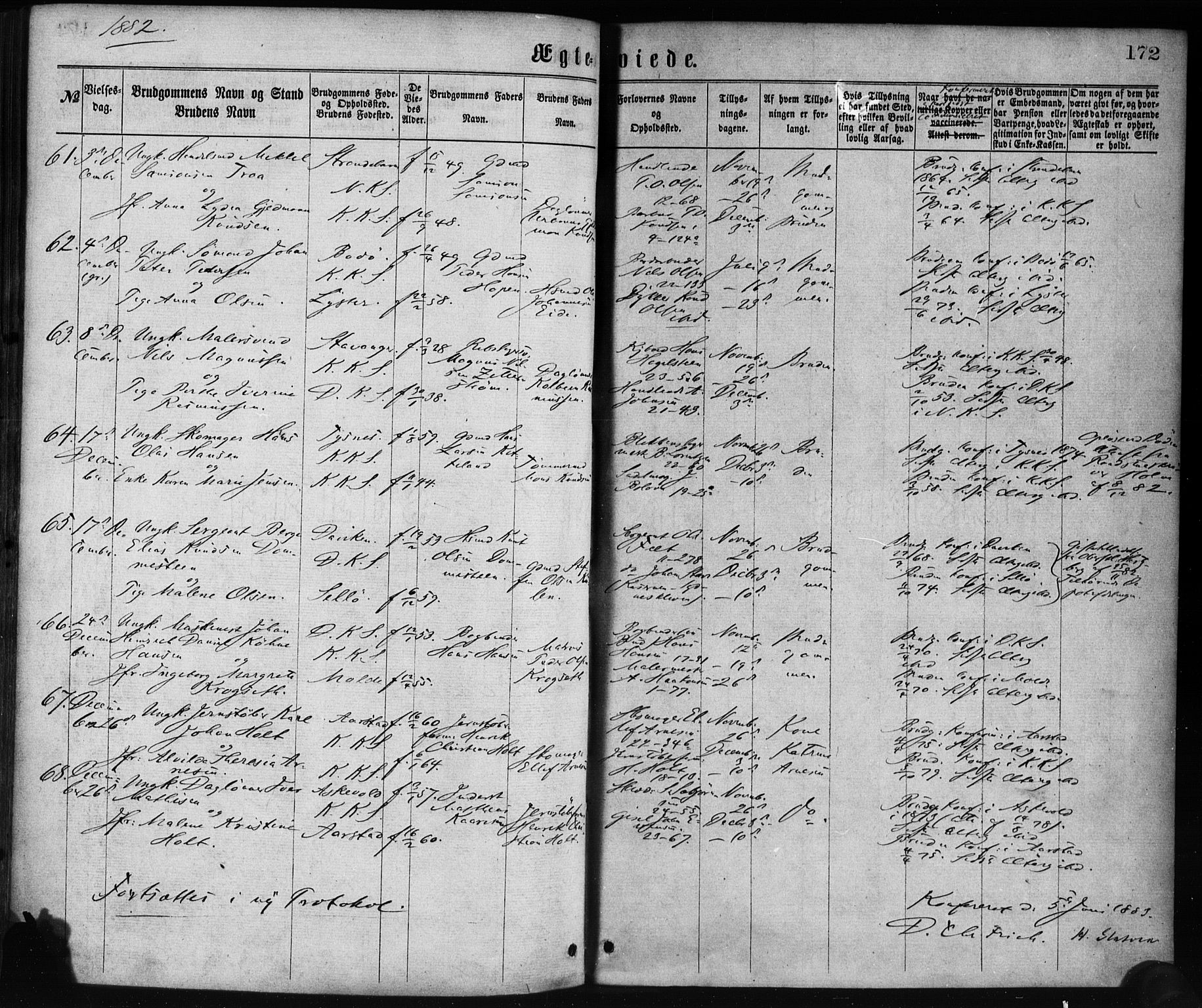 Korskirken sokneprestembete, SAB/A-76101/H/Haa/L0036: Parish register (official) no. D 3, 1867-1882, p. 172