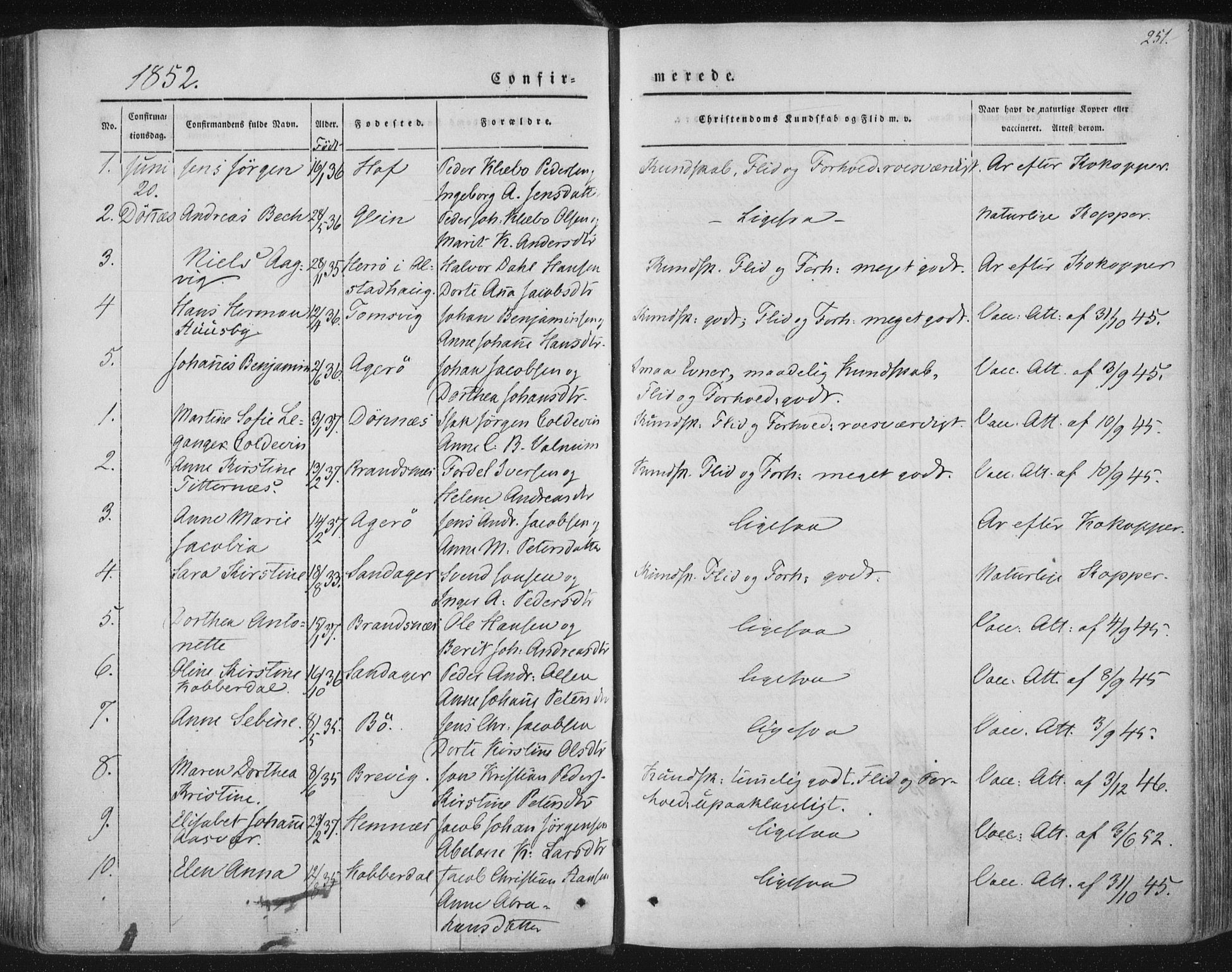 Ministerialprotokoller, klokkerbøker og fødselsregistre - Nordland, AV/SAT-A-1459/838/L0549: Parish register (official) no. 838A07, 1840-1854, p. 251