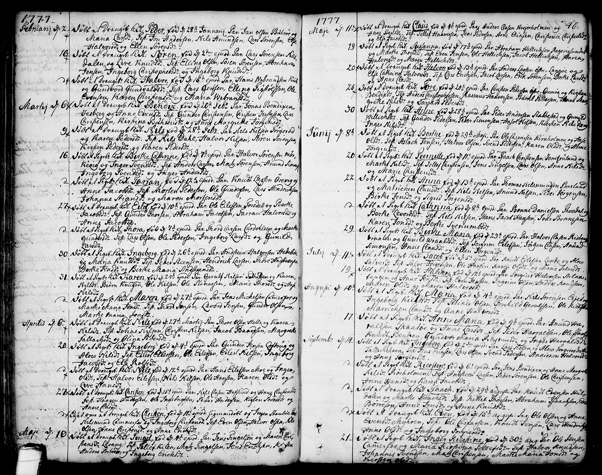 Sannidal kirkebøker, AV/SAKO-A-296/F/Fa/L0002: Parish register (official) no. 2, 1767-1802, p. 46
