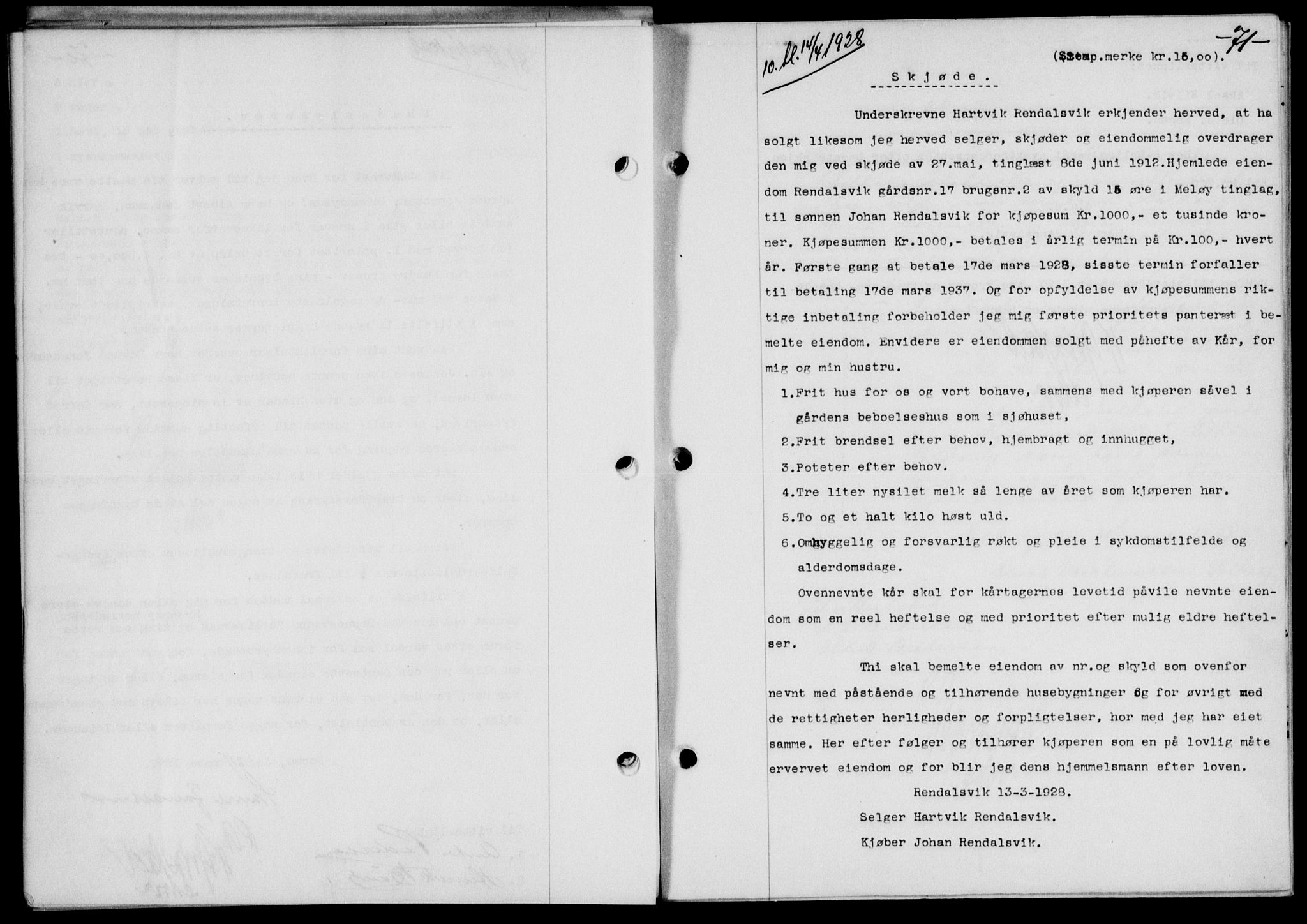 Rana sorenskriveri , SAT/A-1108/1/2/2C/L0020: Mortgage book no. 20-21, 1927-1928, Deed date: 04.04.1928