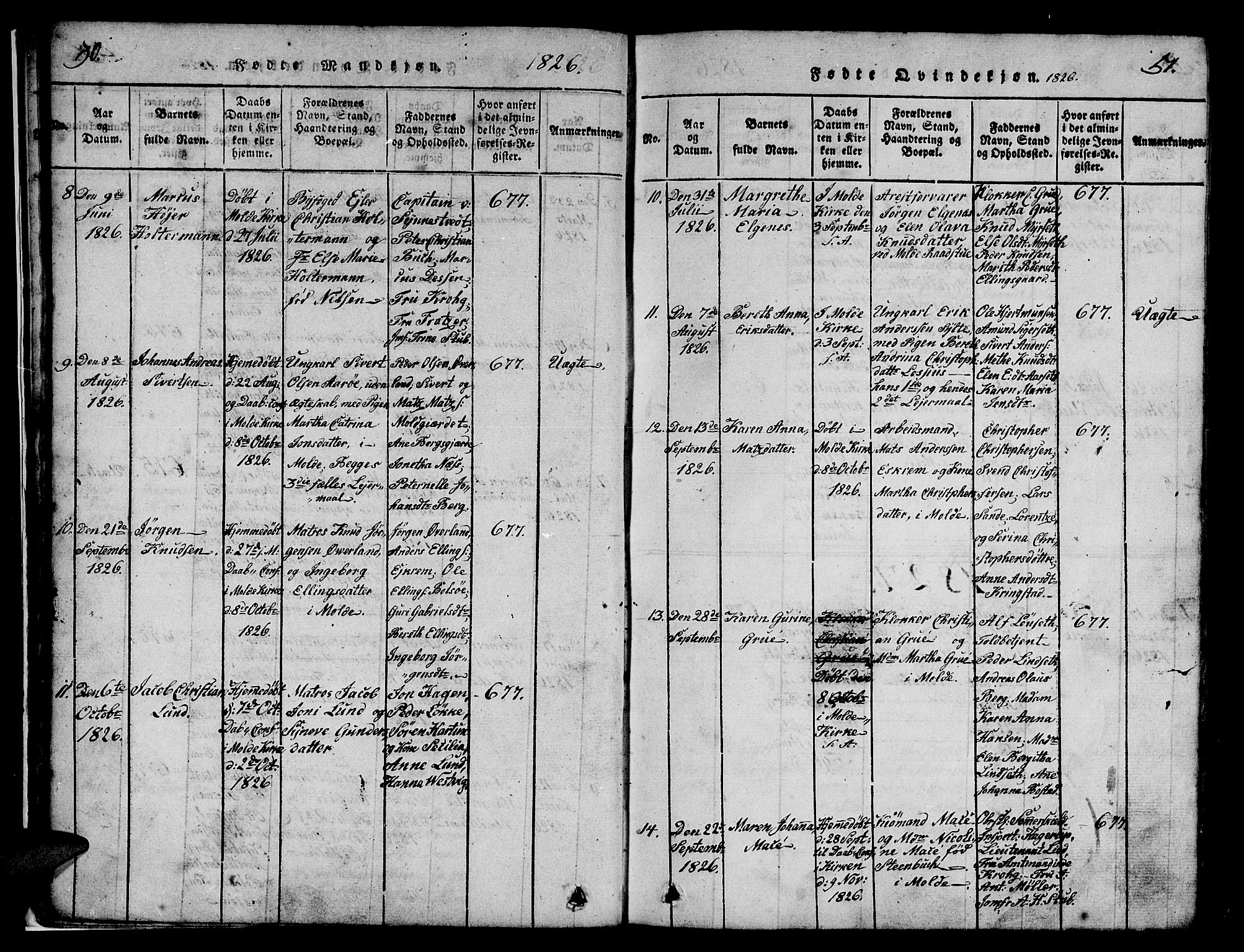 Ministerialprotokoller, klokkerbøker og fødselsregistre - Møre og Romsdal, SAT/A-1454/558/L0700: Parish register (copy) no. 558C01, 1818-1868, p. 50-51