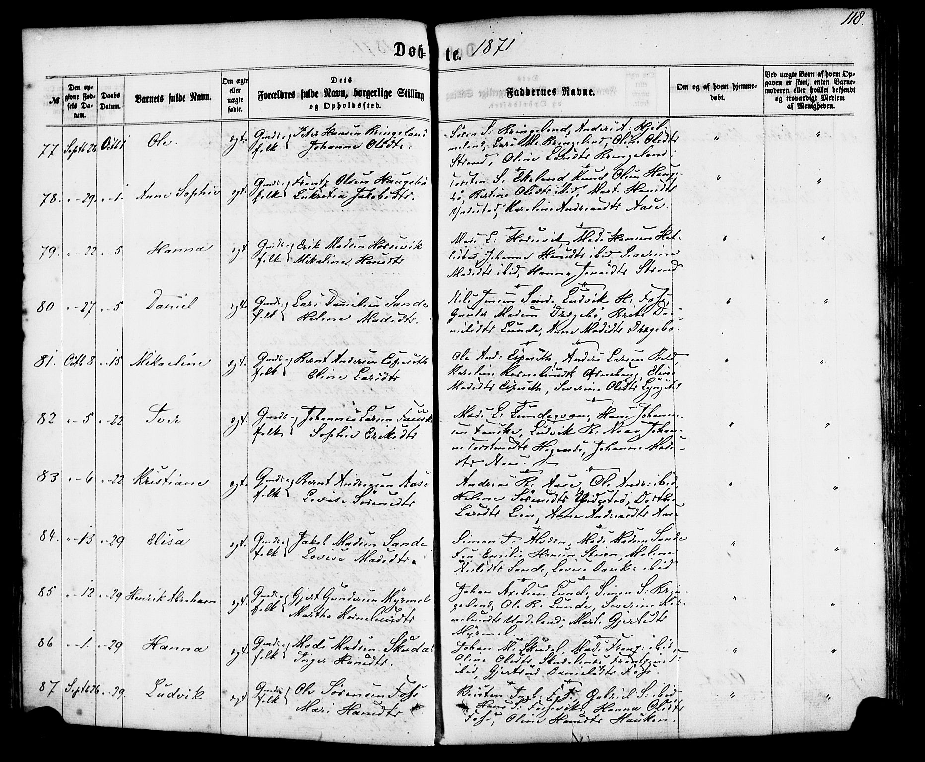 Gaular sokneprestembete, AV/SAB-A-80001/H/Haa: Parish register (official) no. A 5, 1860-1881, p. 118