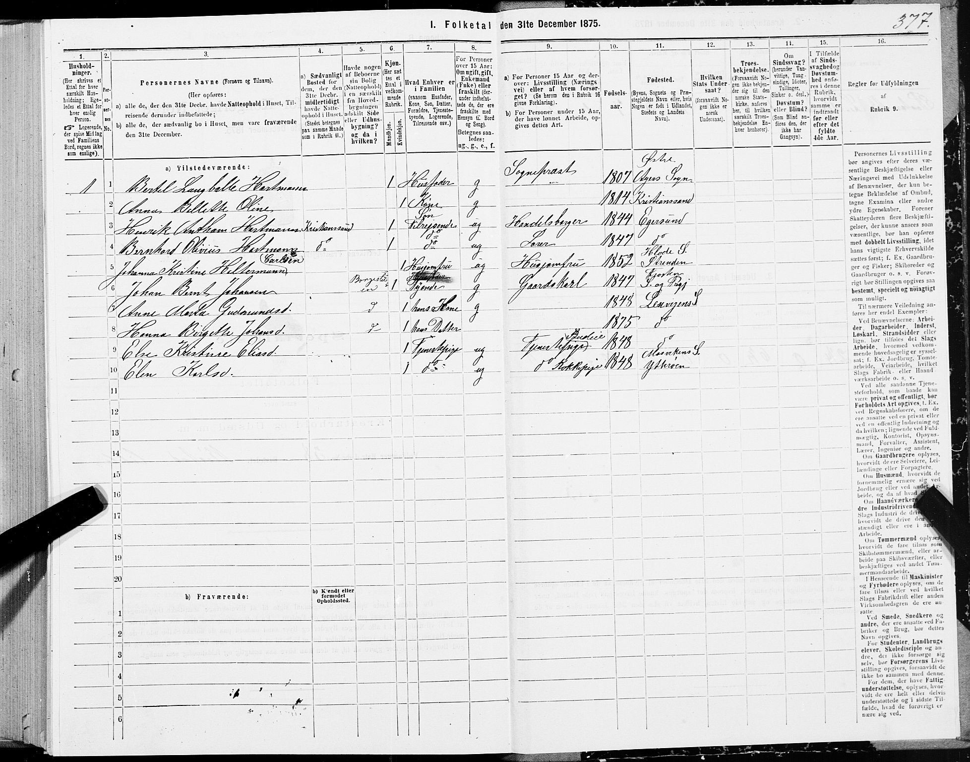 SAT, 1875 census for 1718P Leksvik, 1875, p. 1377