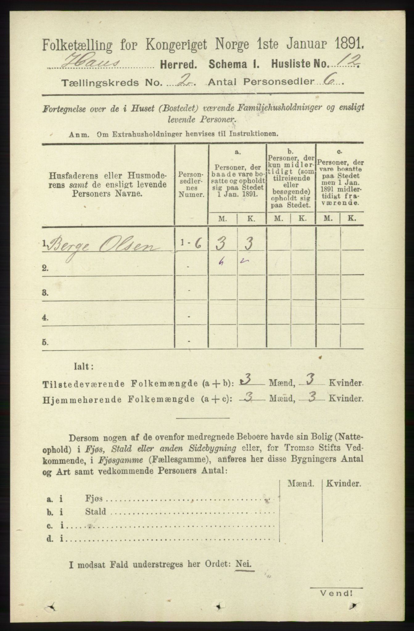 RA, 1891 census for 1250 Haus, 1891, p. 461