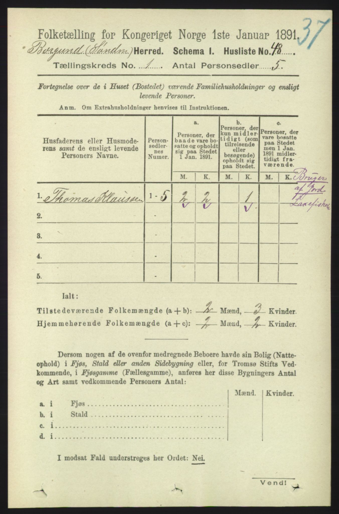 RA, 1891 census for 1531 Borgund, 1891, p. 108