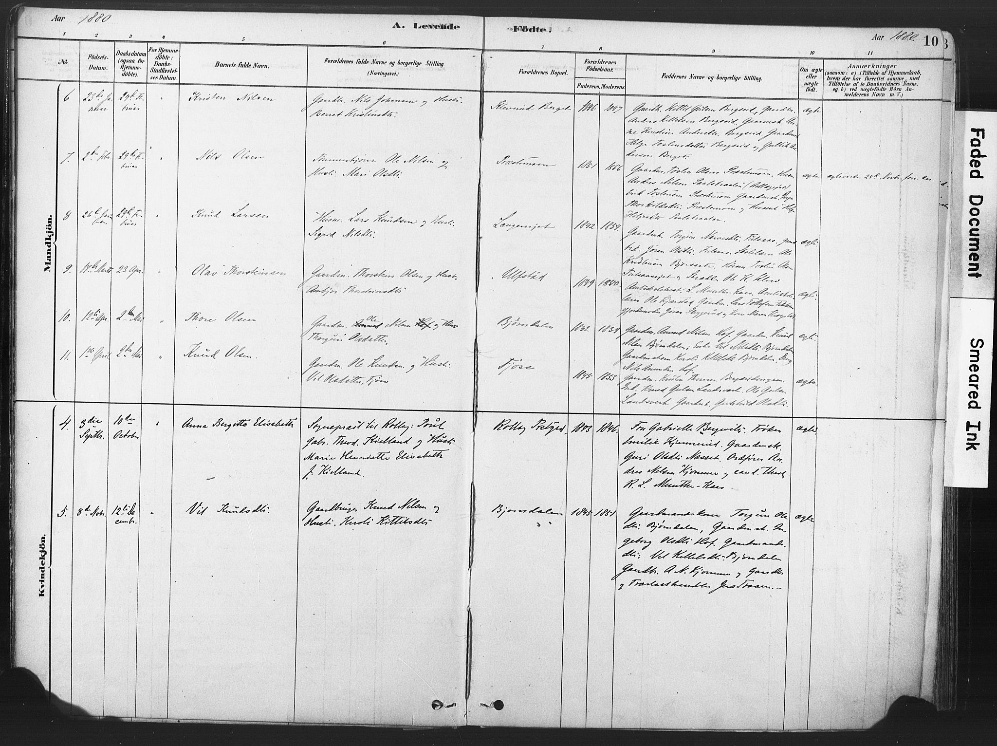 Rollag kirkebøker, AV/SAKO-A-240/F/Fa/L0011: Parish register (official) no. I 11, 1878-1902, p. 10