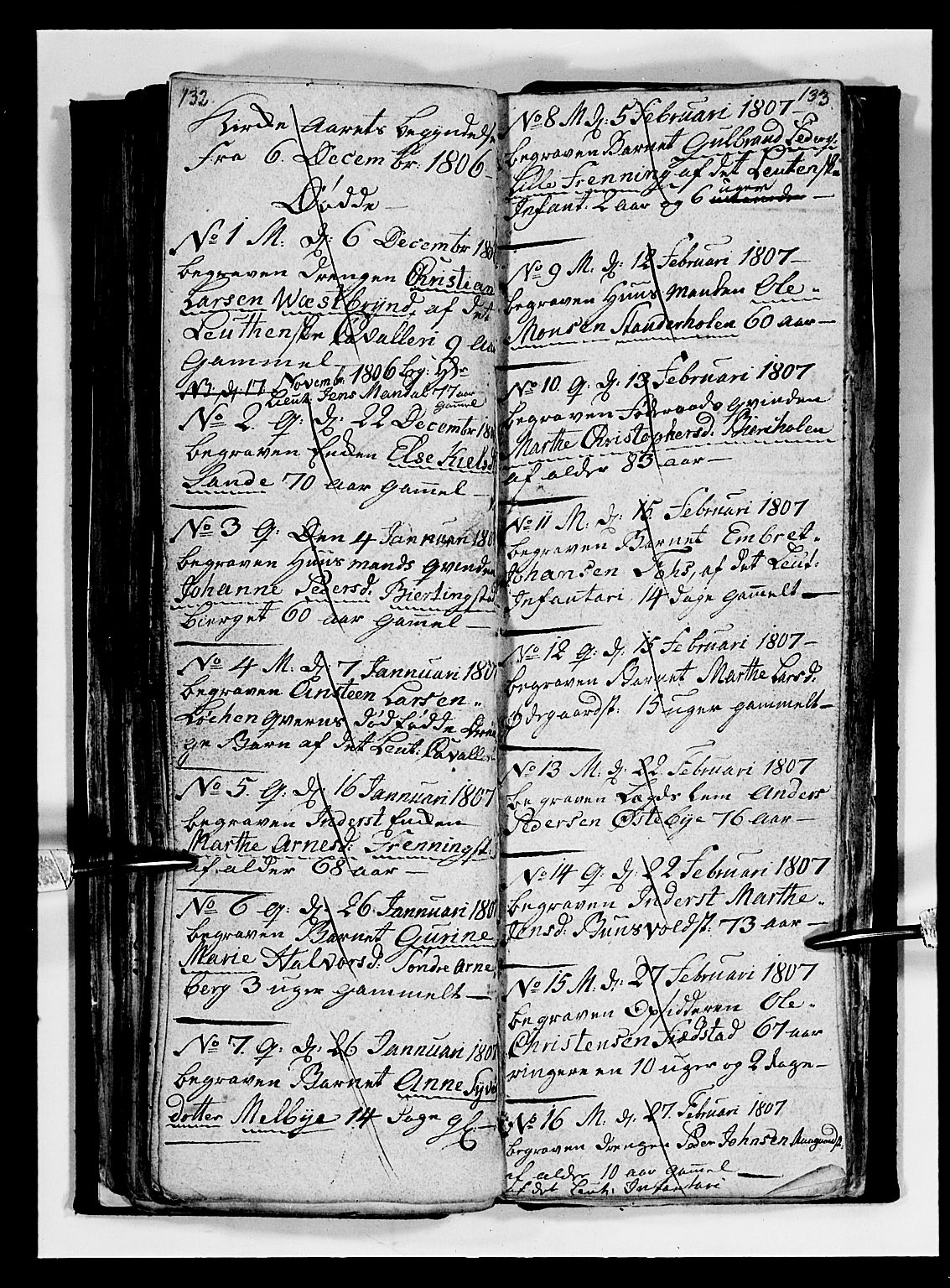 Romedal prestekontor, SAH/PREST-004/L/L0004: Parish register (copy) no. 4, 1807-1814, p. 132-133