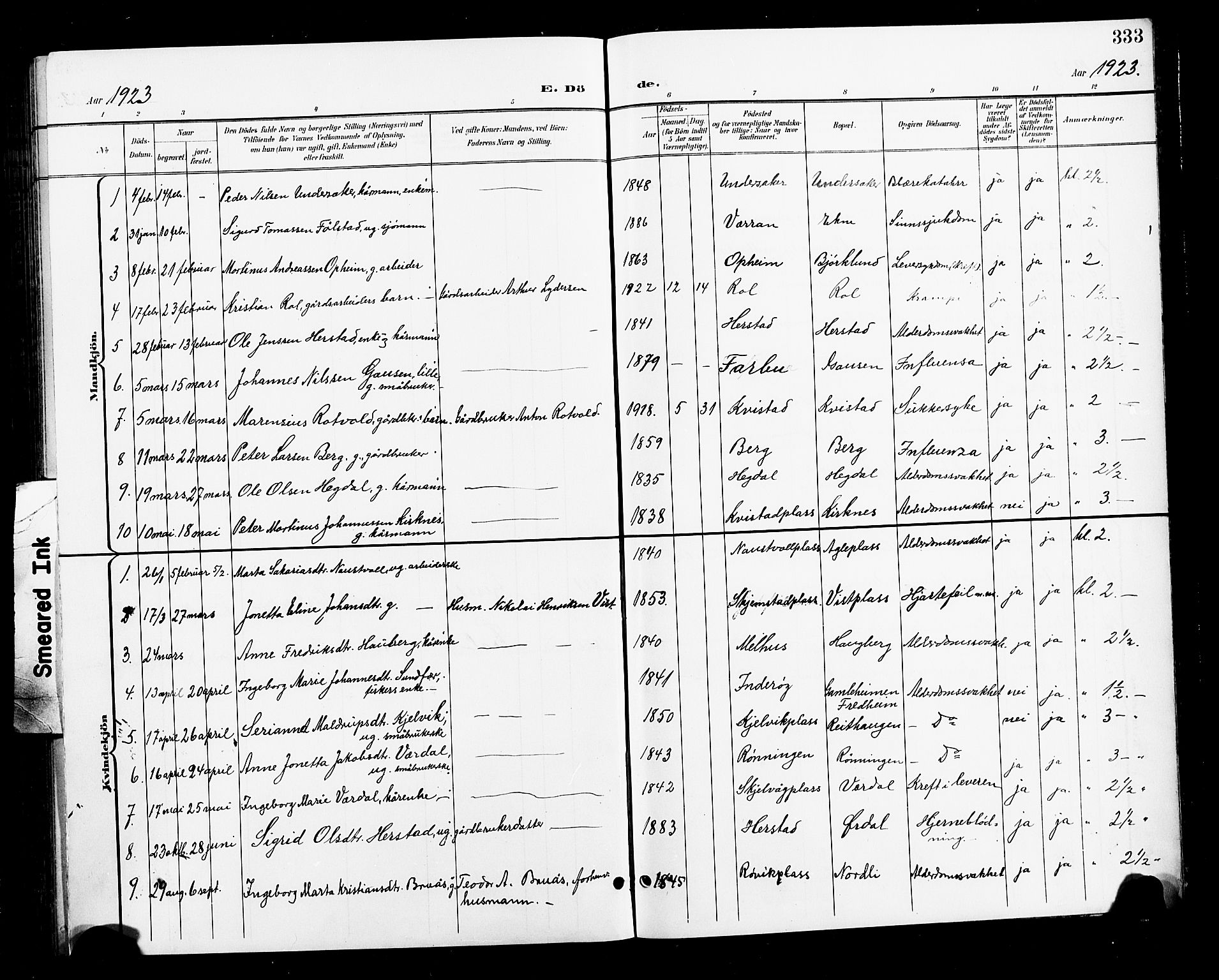 Ministerialprotokoller, klokkerbøker og fødselsregistre - Nord-Trøndelag, AV/SAT-A-1458/730/L0302: Parish register (copy) no. 730C05, 1898-1924, p. 333