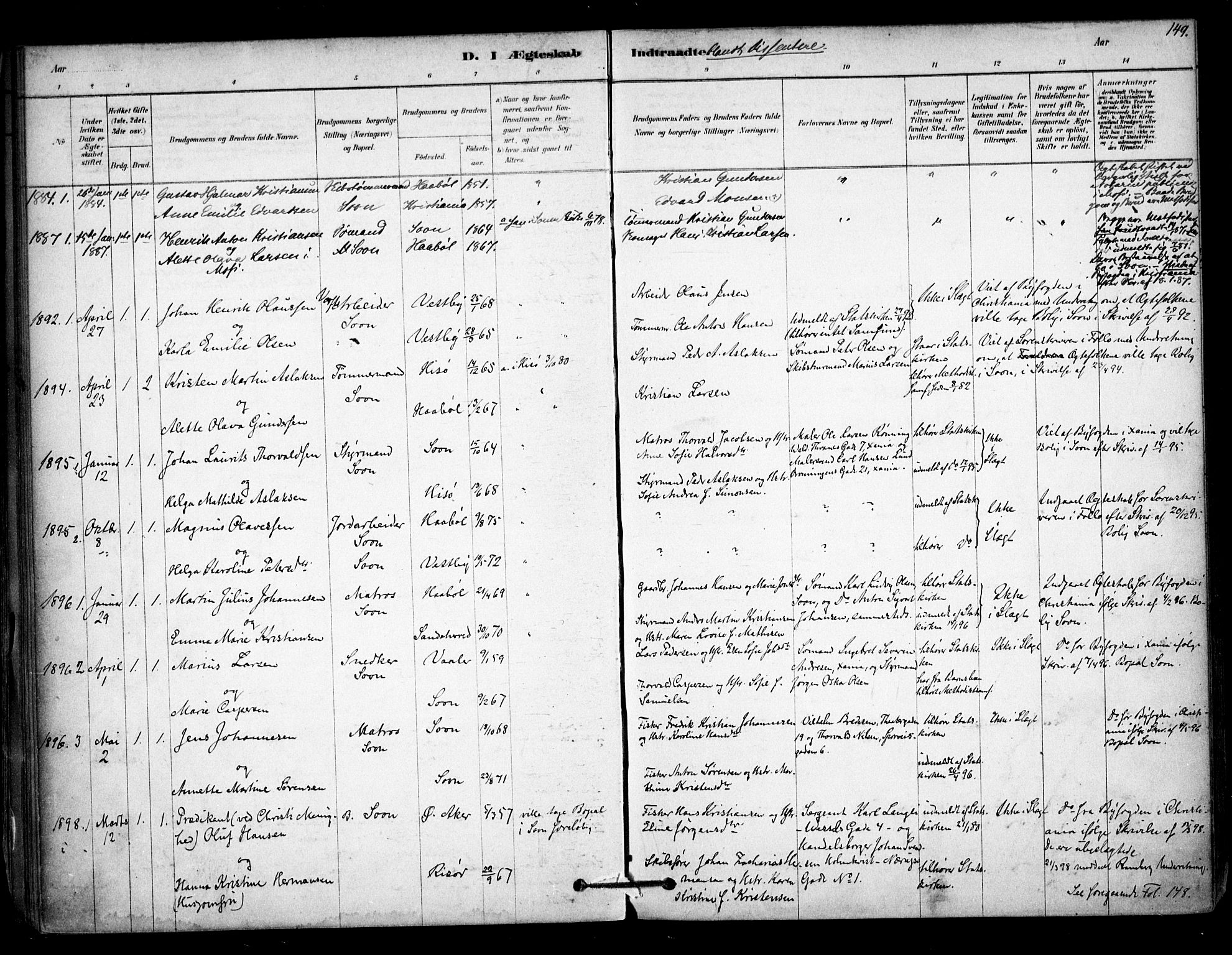 Vestby prestekontor Kirkebøker, AV/SAO-A-10893/F/Fc/L0001: Parish register (official) no. III 1, 1878-1906, p. 149
