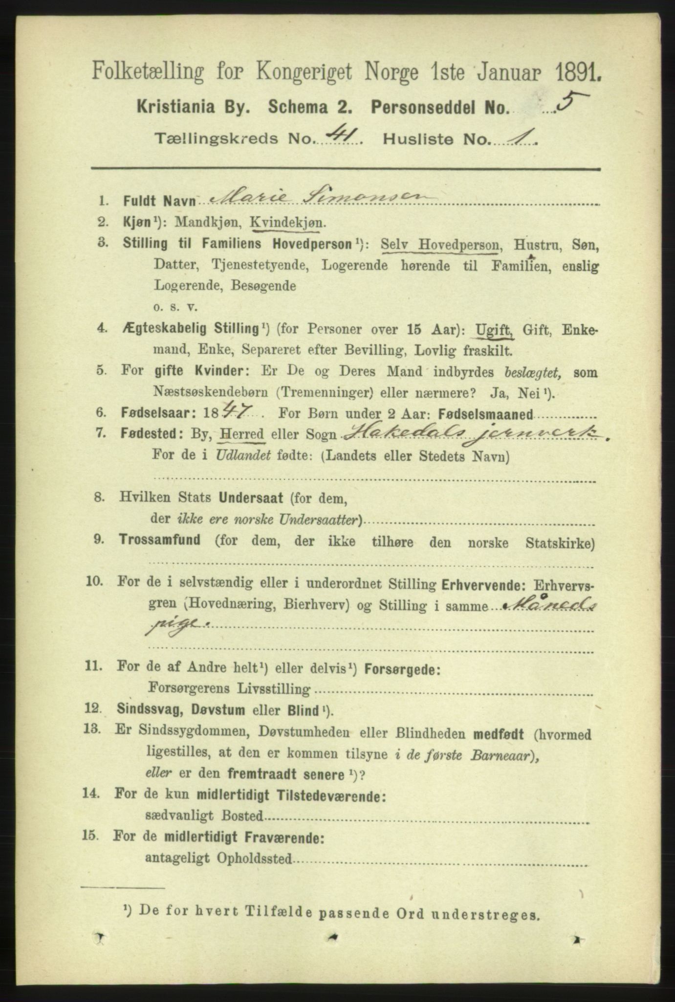 RA, 1891 census for 0301 Kristiania, 1891, p. 23738