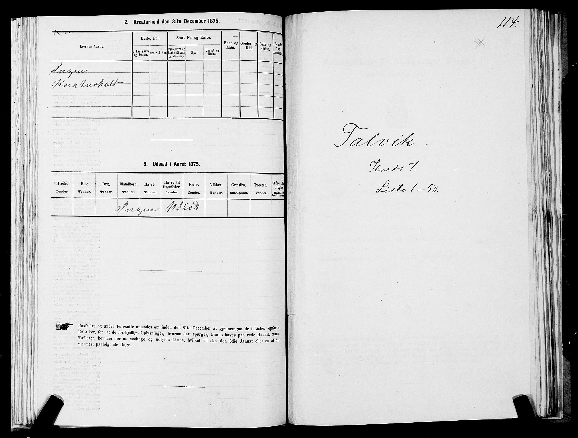 SATØ, 1875 census for 2013P Talvik, 1875, p. 3114