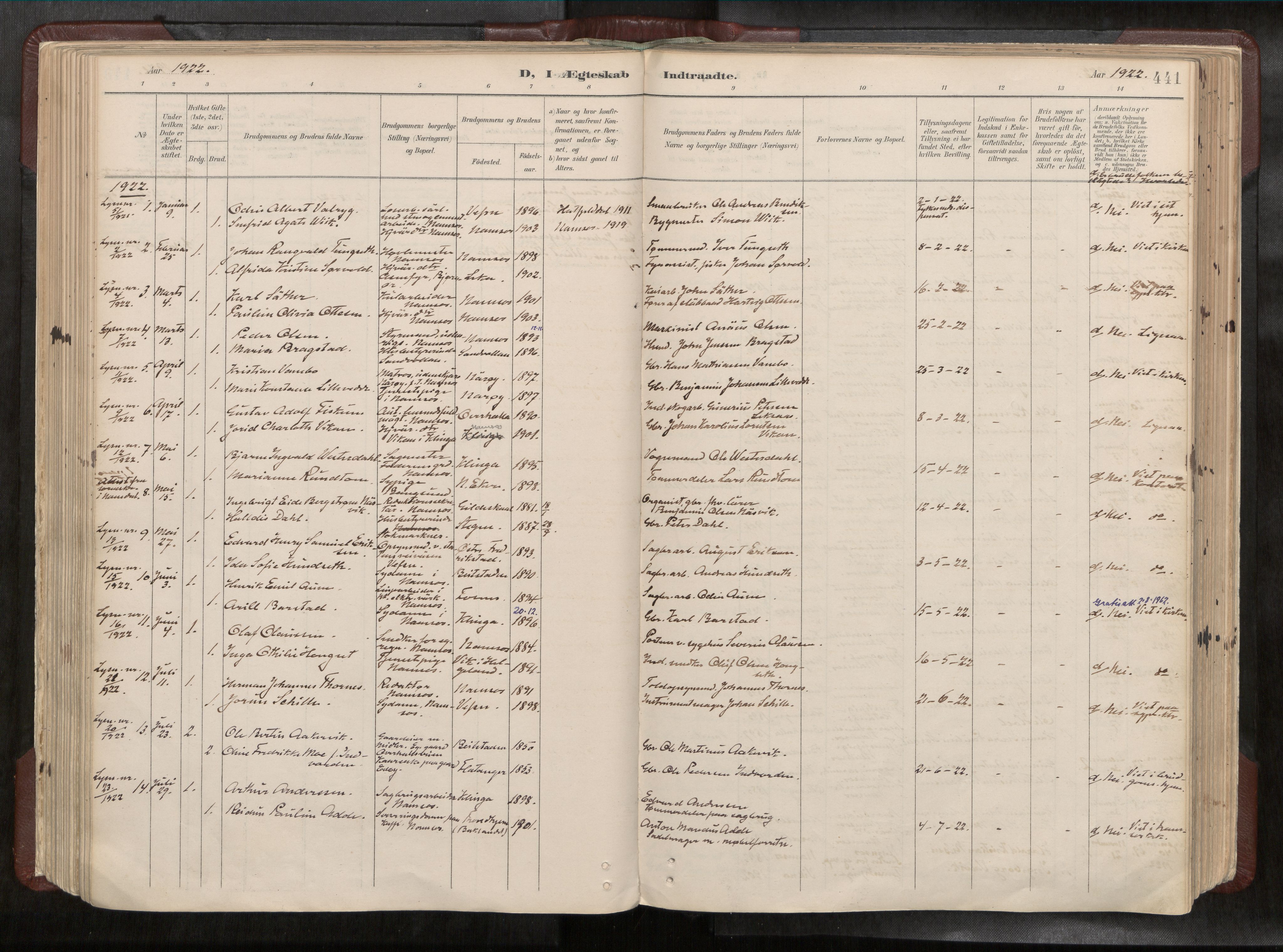 Ministerialprotokoller, klokkerbøker og fødselsregistre - Nord-Trøndelag, SAT/A-1458/768/L0579a: Parish register (official) no. 768A14, 1887-1931, p. 441