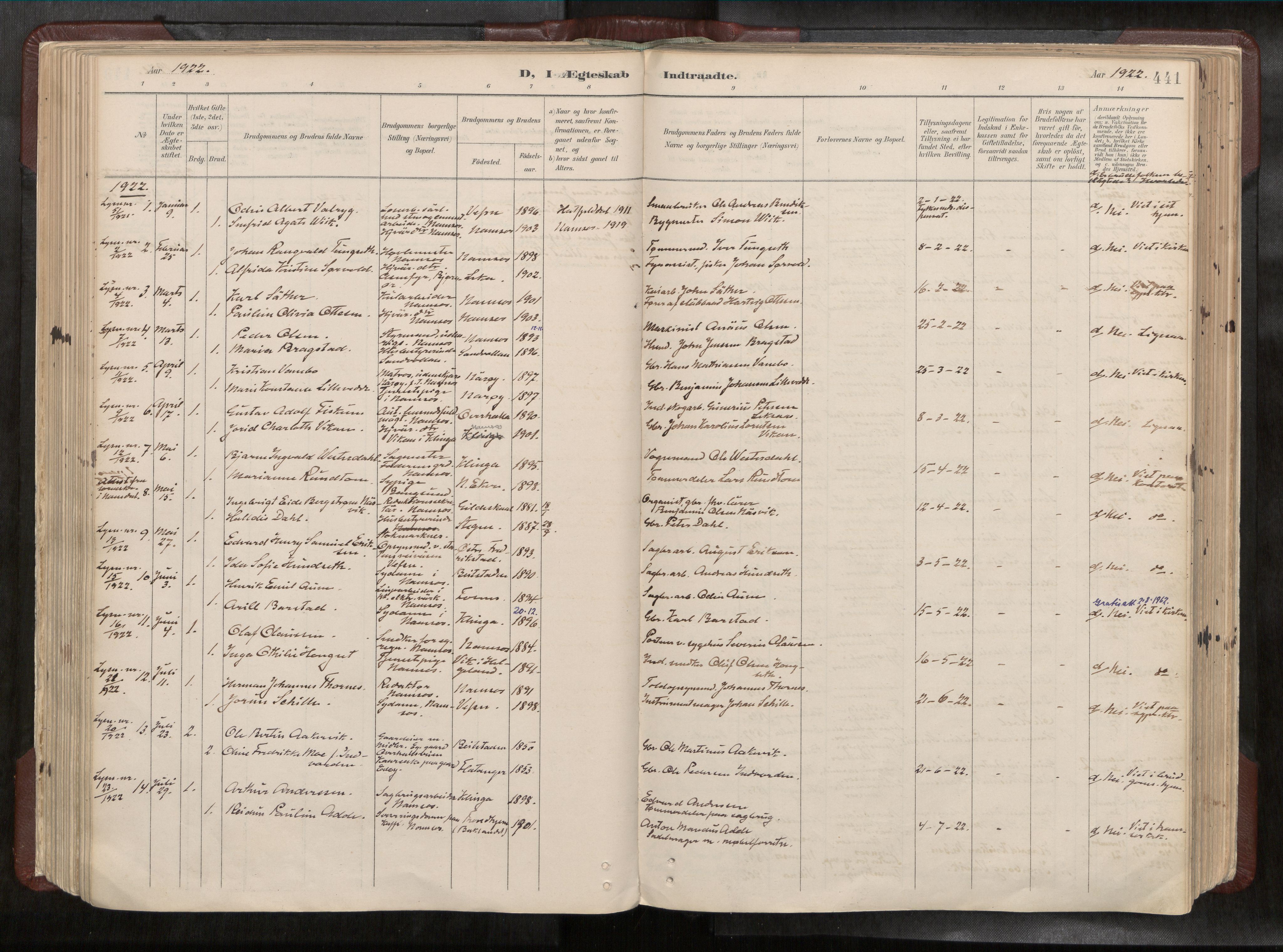 Ministerialprotokoller, klokkerbøker og fødselsregistre - Nord-Trøndelag, AV/SAT-A-1458/768/L0579a: Parish register (official) no. 768A14, 1887-1931, p. 441