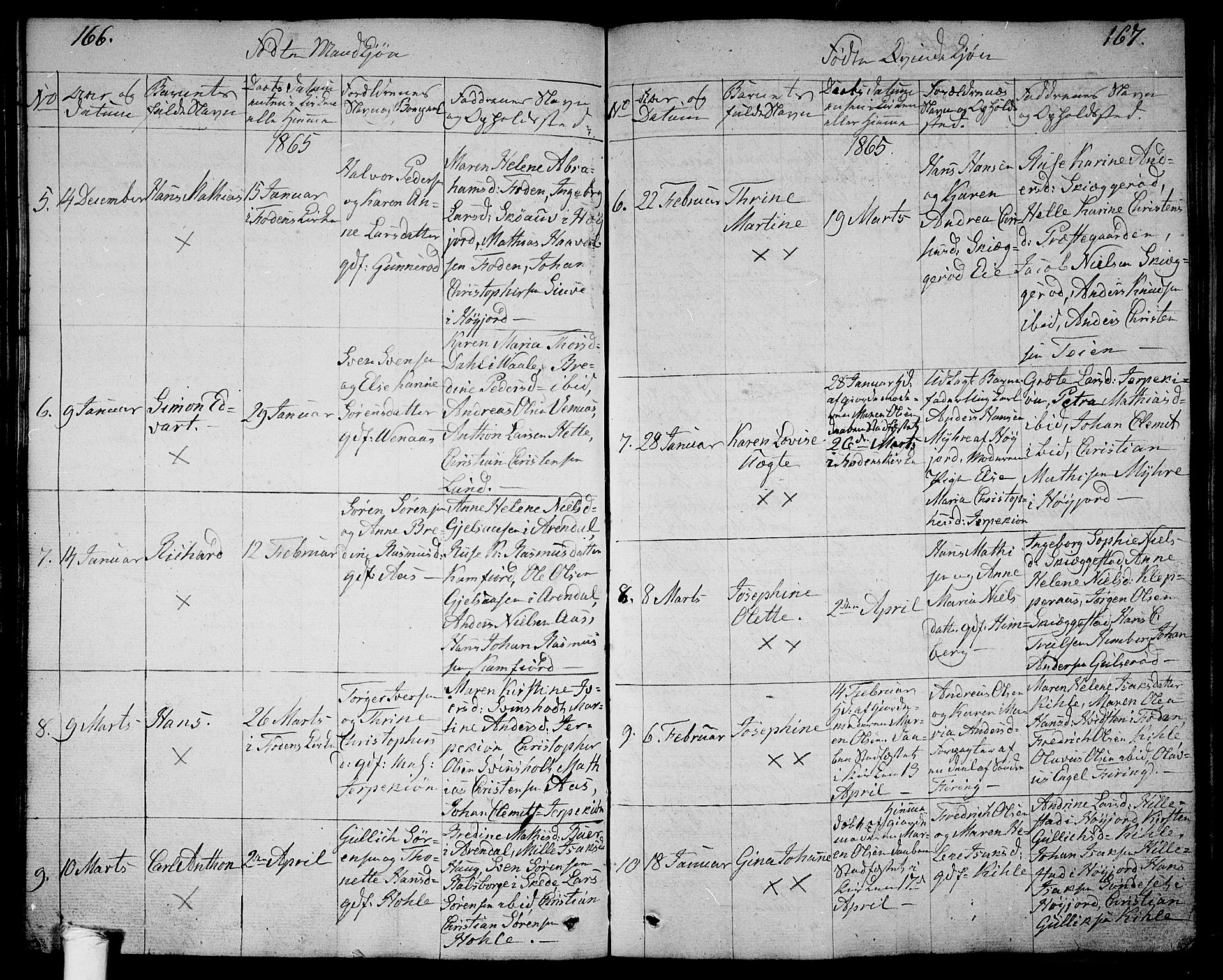 Ramnes kirkebøker, SAKO/A-314/G/Ga/L0002: Parish register (copy) no. I 2, 1848-1870, p. 166-167