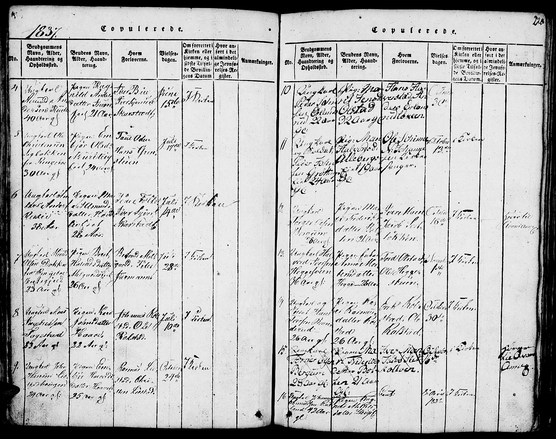 Fron prestekontor, SAH/PREST-078/H/Ha/Hab/L0001: Parish register (copy) no. 1, 1816-1843, p. 220