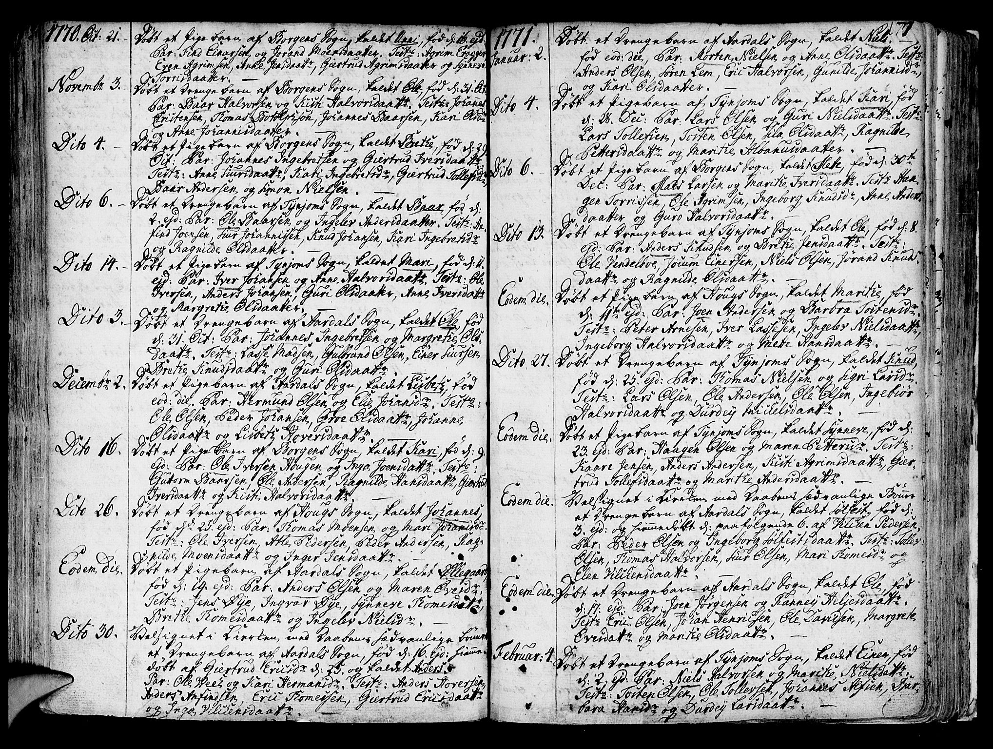 Lærdal sokneprestembete, SAB/A-81201: Parish register (official) no. A 2, 1752-1782, p. 177