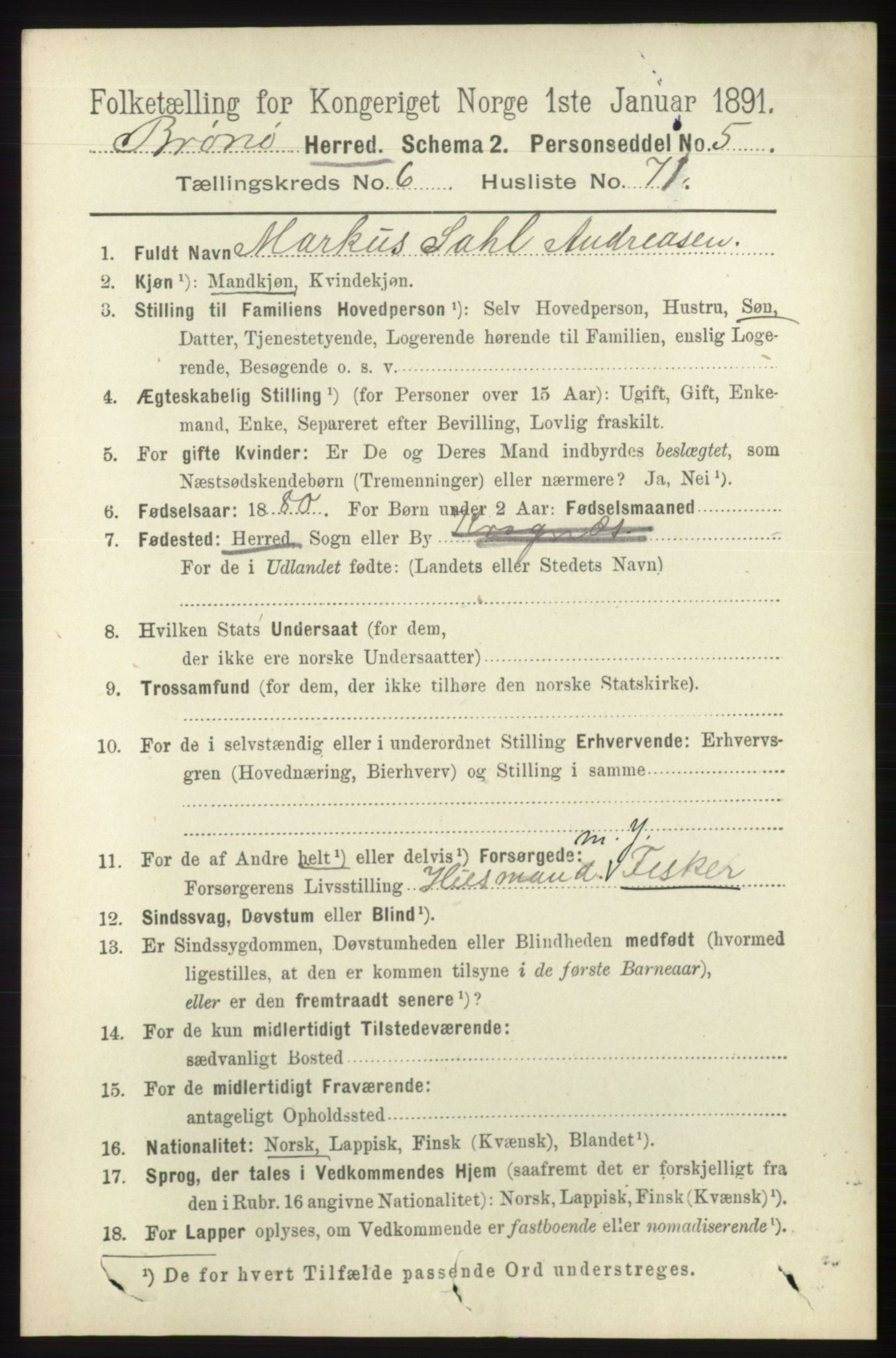 RA, 1891 census for 1814 Brønnøy, 1891, p. 3670