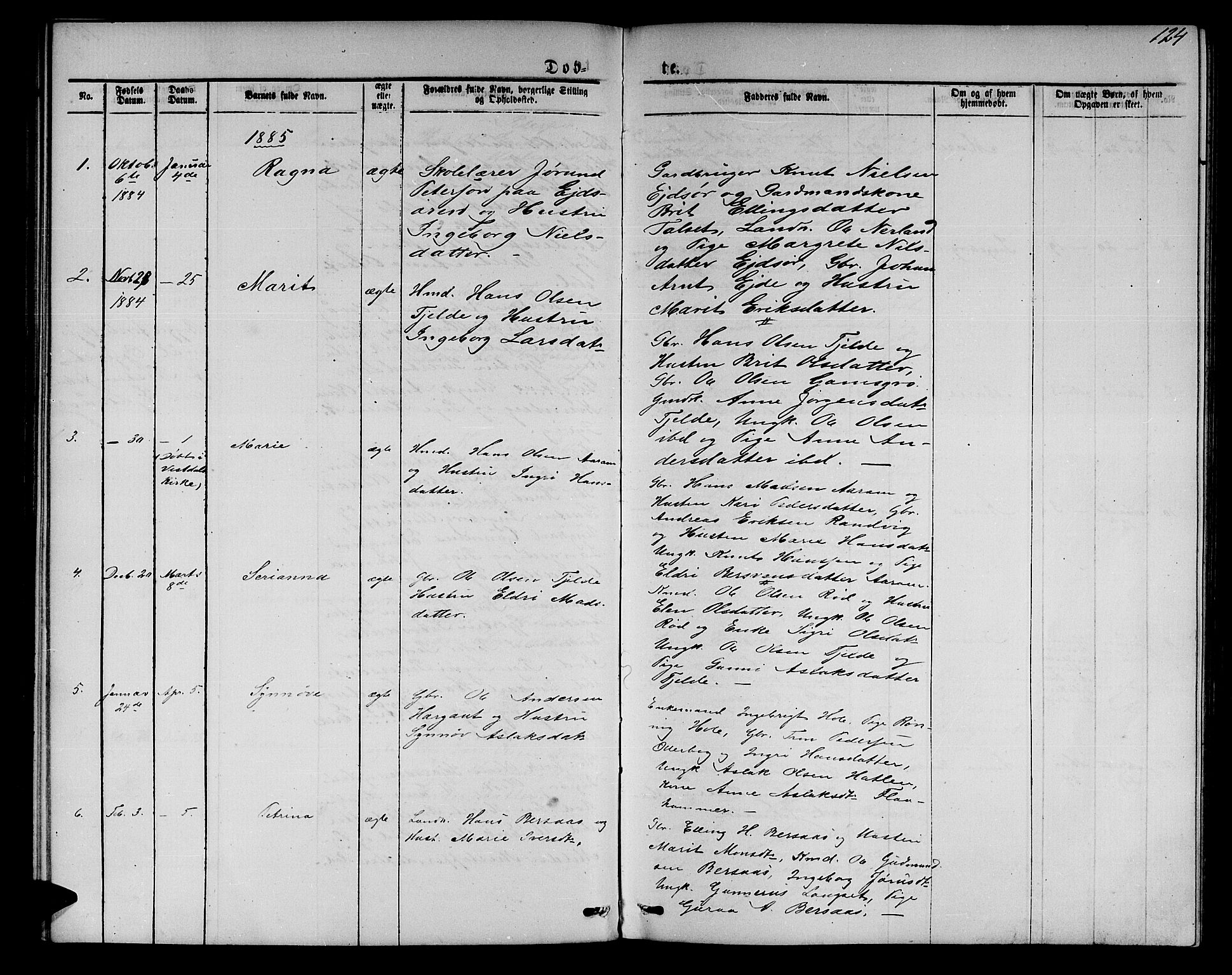 Ministerialprotokoller, klokkerbøker og fødselsregistre - Møre og Romsdal, AV/SAT-A-1454/551/L0630: Parish register (copy) no. 551C02, 1867-1885, p. 124