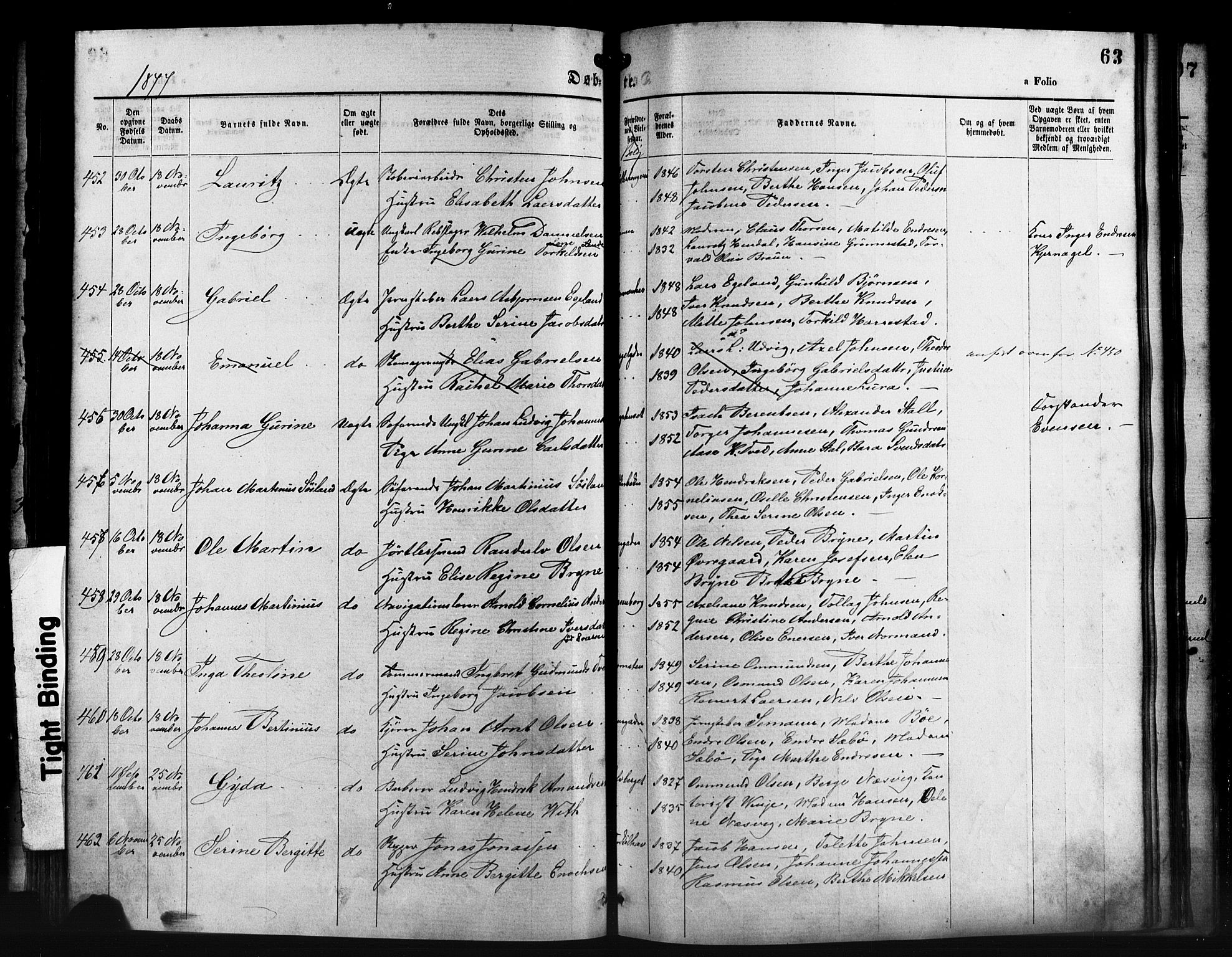 St. Petri sokneprestkontor, AV/SAST-A-101813/001/30/30BA/L0014: Parish register (official) no. A 14, 1876-1879, p. 63