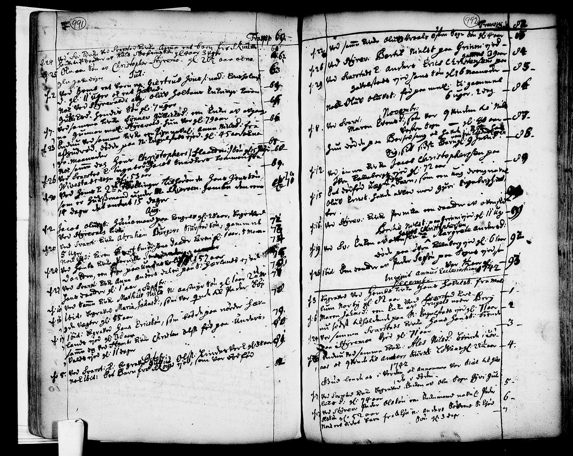 Lardal kirkebøker, SAKO/A-350/F/Fa/L0003: Parish register (official) no. I 3, 1733-1815, p. 991-992