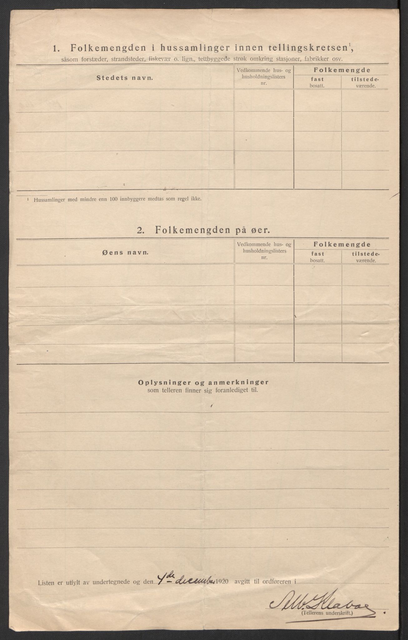 SAT, 1920 census for Nesna, 1920, p. 30