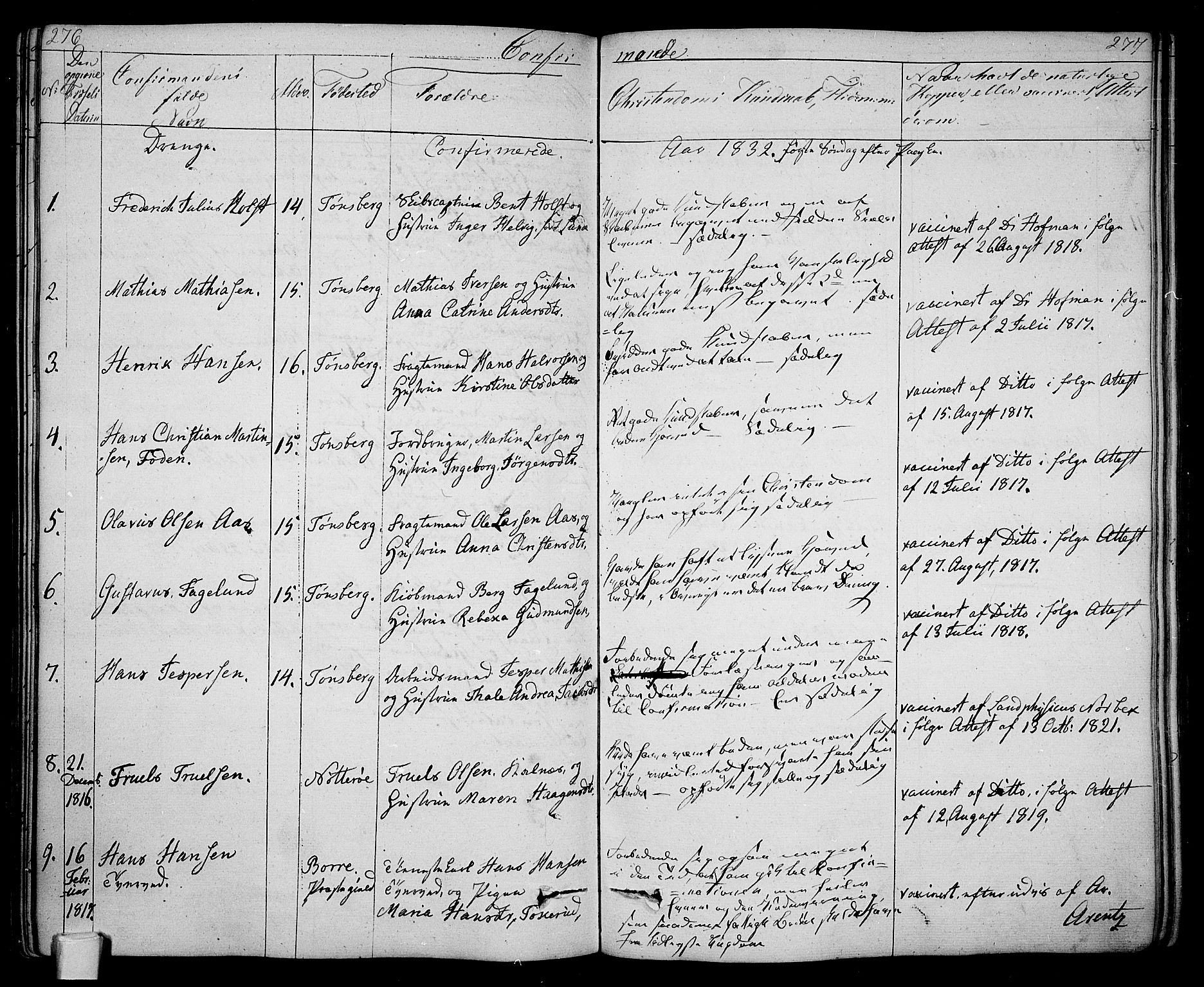 Tønsberg kirkebøker, SAKO/A-330/F/Fa/L0005: Parish register (official) no. I 5, 1827-1836, p. 276-277