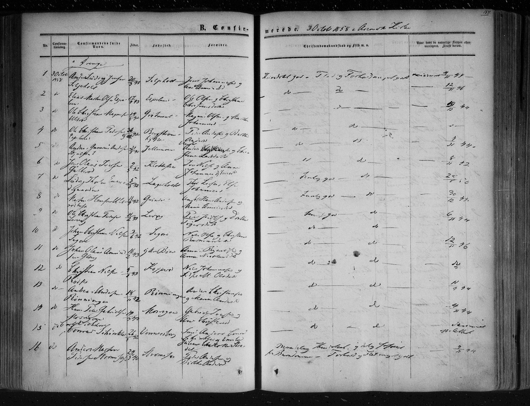 Aremark prestekontor Kirkebøker, SAO/A-10899/F/Fc/L0003: Parish register (official) no. III 3, 1850-1865, p. 157