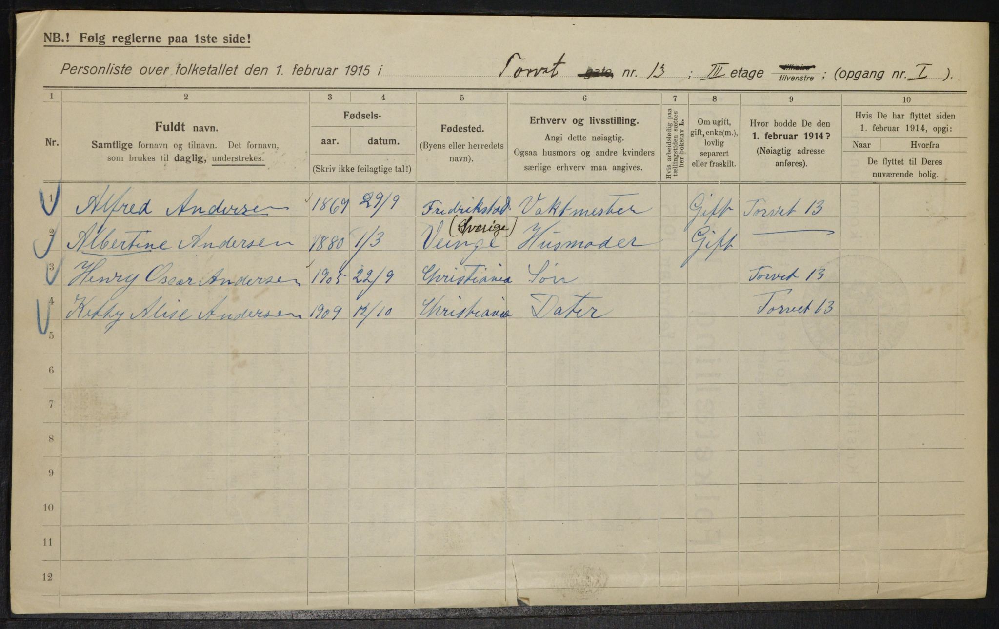 OBA, Municipal Census 1915 for Kristiania, 1915, p. 103839