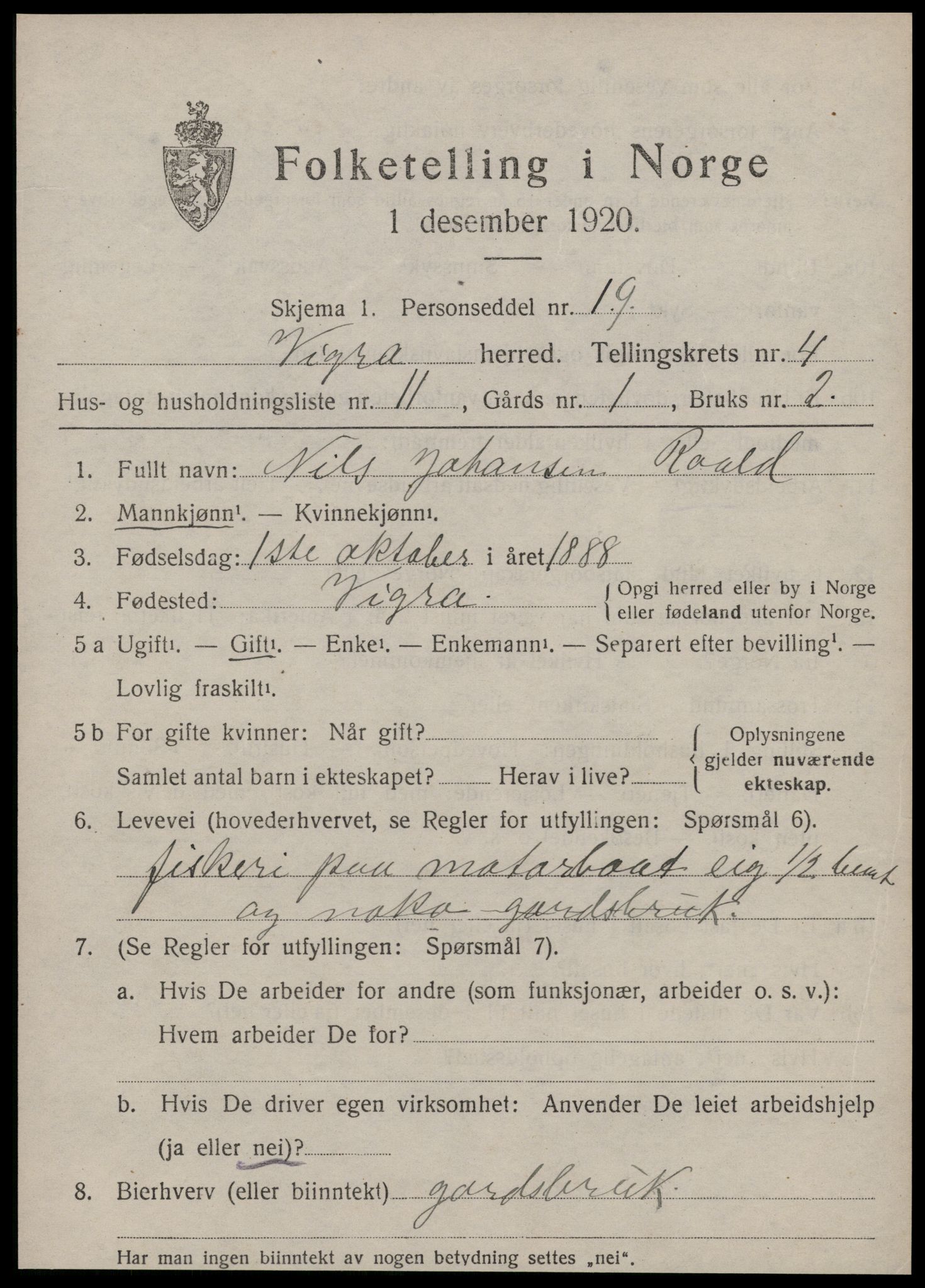 SAT, 1920 census for Vigra, 1920, p. 1978