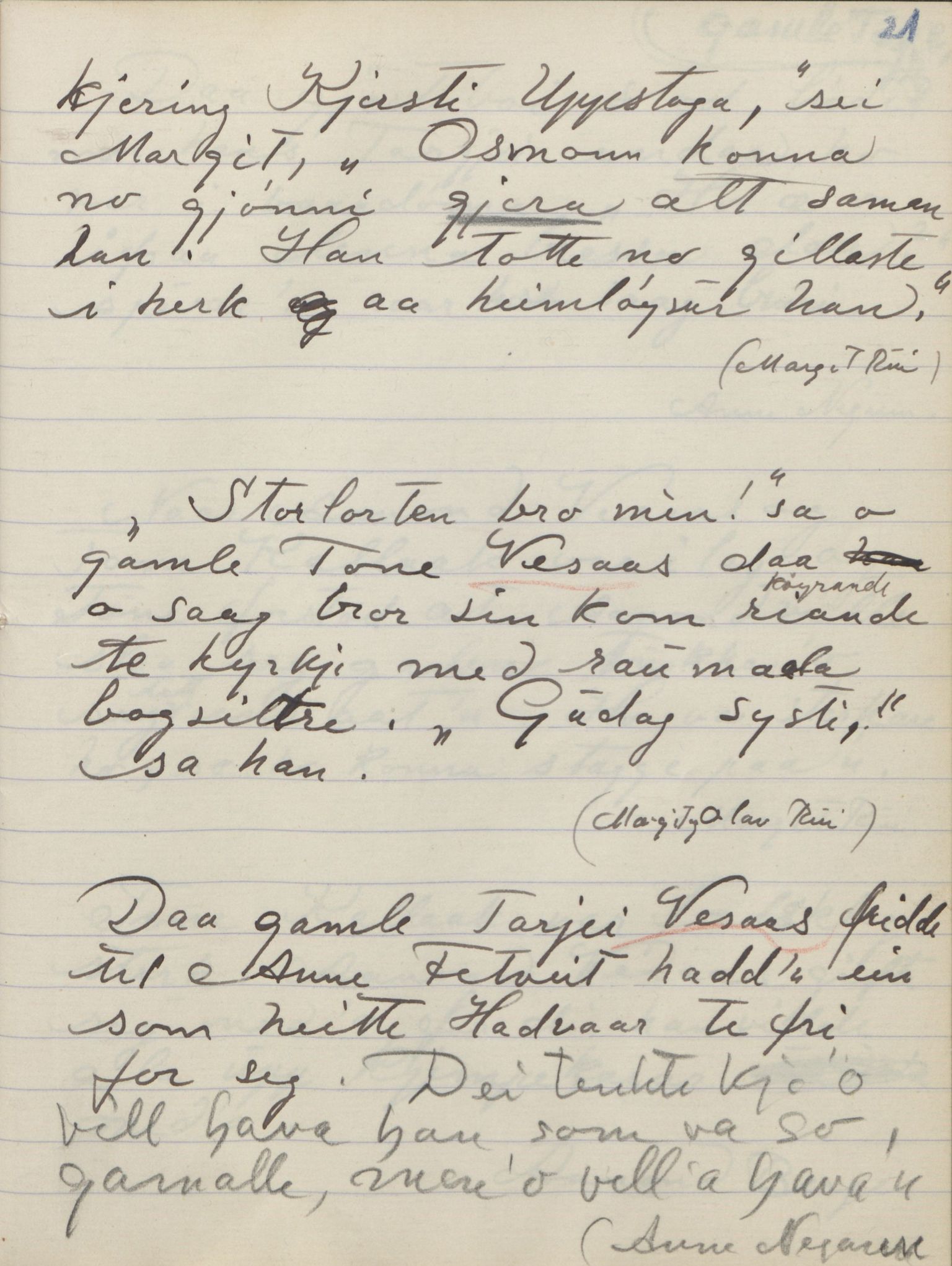 Rikard Berge, TEMU/TGM-A-1003/F/L0018/0017: 600-656 / 616 Vinjesoga. Segnir, ættesogur, Øyst. Vesaas, 1934, p. 21