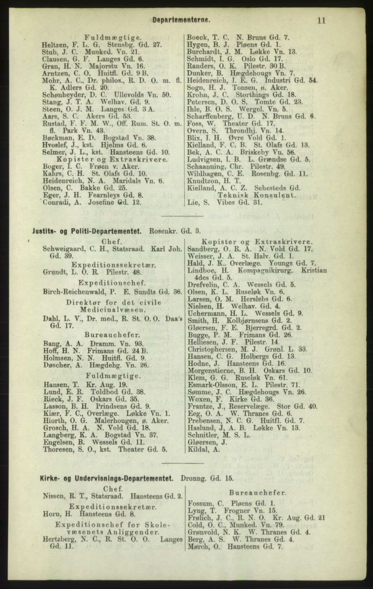 Kristiania/Oslo adressebok, PUBL/-, 1882, p. 11