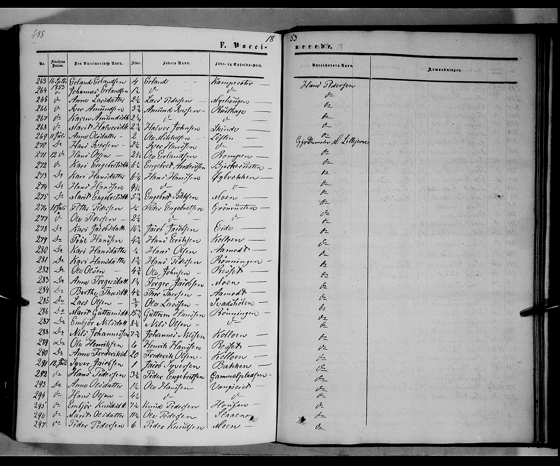Nord-Fron prestekontor, SAH/PREST-080/H/Ha/Haa/L0001: Parish register (official) no. 1, 1851-1864, p. 488