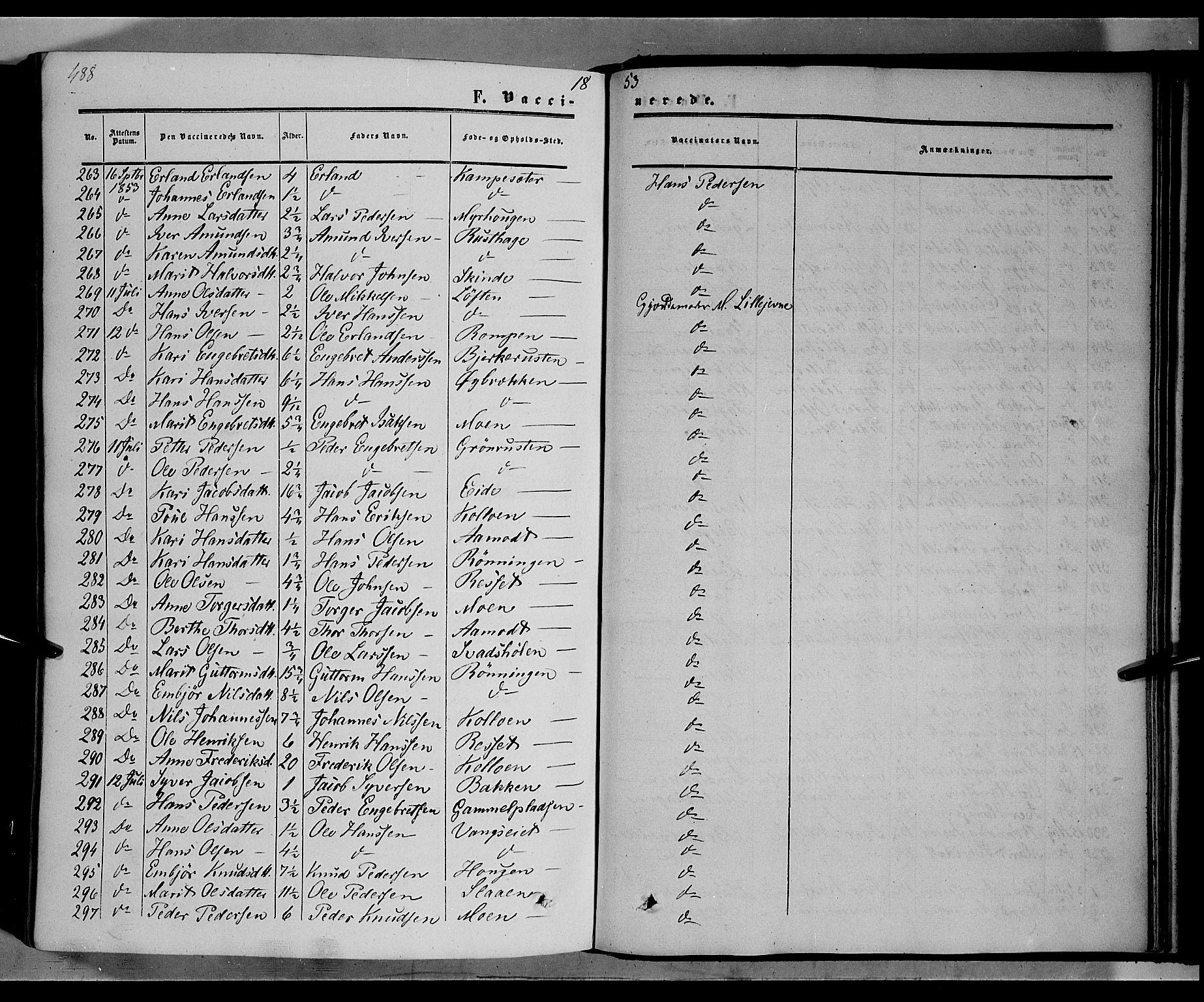 Nord-Fron prestekontor, AV/SAH-PREST-080/H/Ha/Haa/L0001: Parish register (official) no. 1, 1851-1864, p. 488