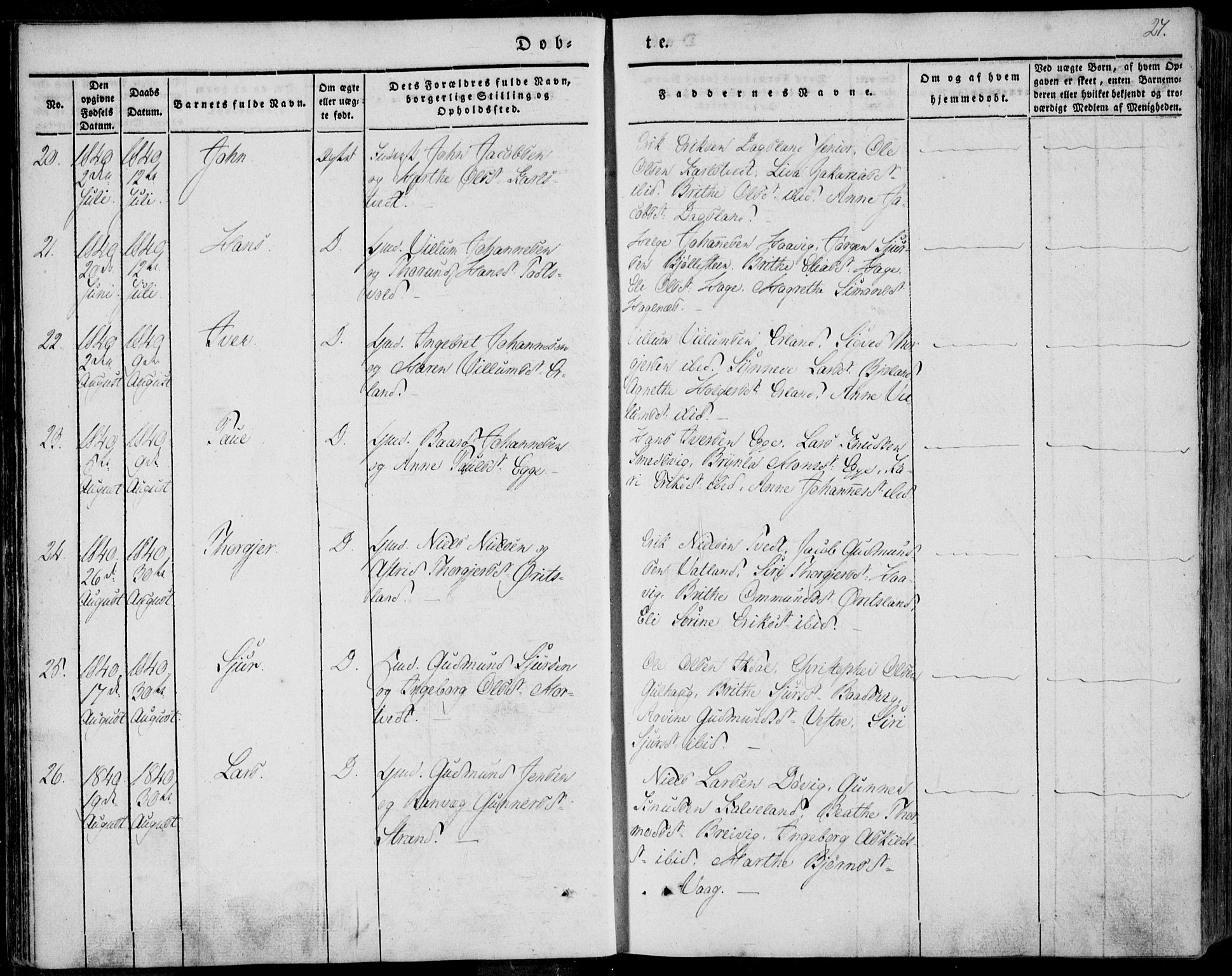 Skjold sokneprestkontor, SAST/A-101847/H/Ha/Haa/L0006: Parish register (official) no. A 6.1, 1835-1858, p. 27