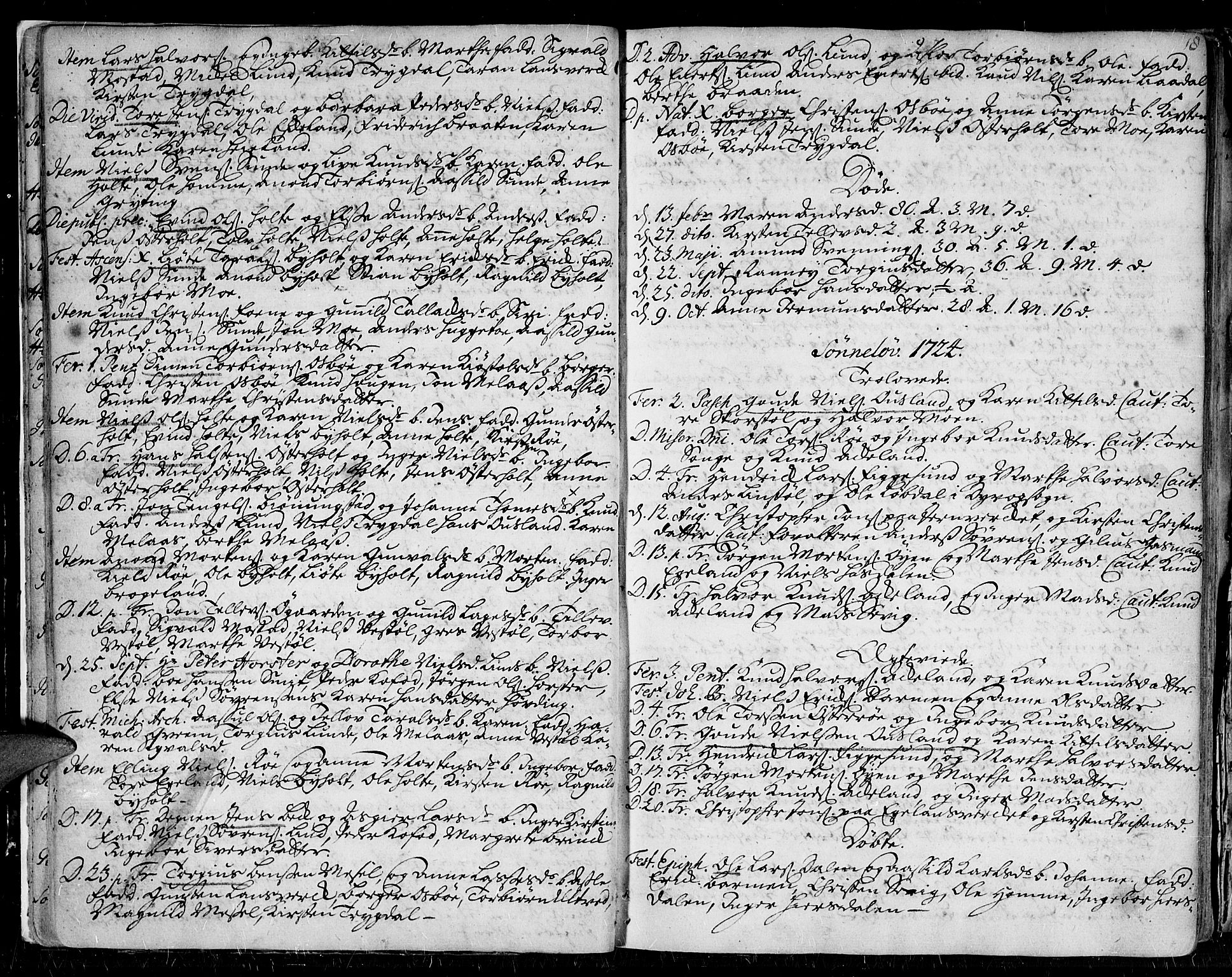 Gjerstad sokneprestkontor, AV/SAK-1111-0014/F/Fa/Faa/L0002: Parish register (official) no. A 2, 1717-1779, p. 18