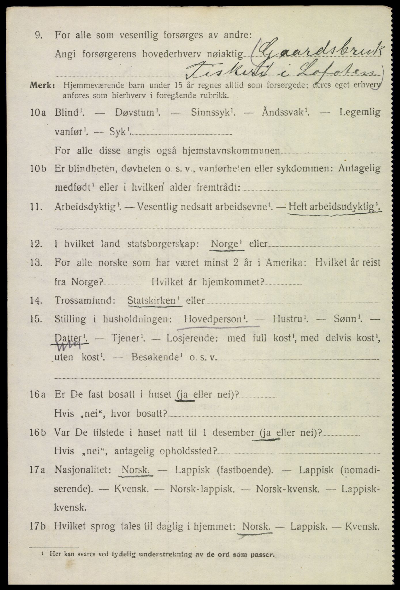 SAT, 1920 census for Hadsel, 1920, p. 7005