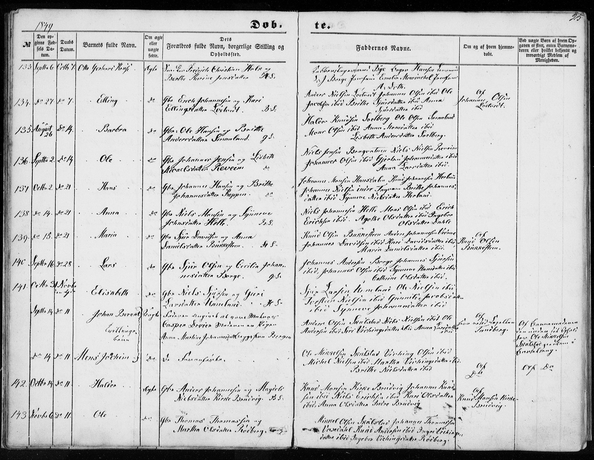 Haus sokneprestembete, AV/SAB-A-75601/H/Haa: Parish register (official) no. A 16 I, 1848-1857, p. 25