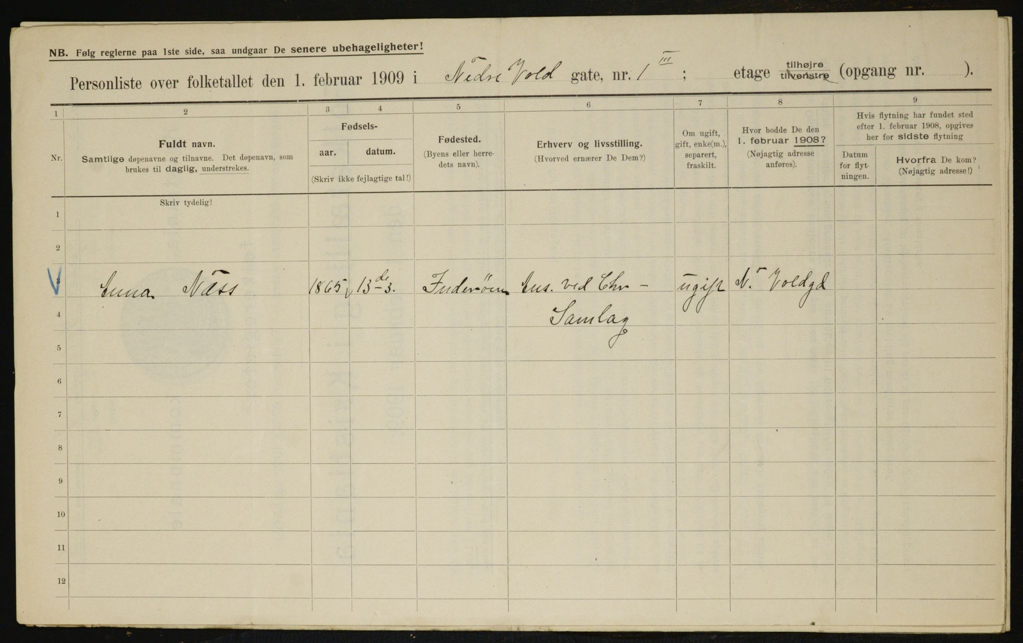 OBA, Municipal Census 1909 for Kristiania, 1909, p. 63062