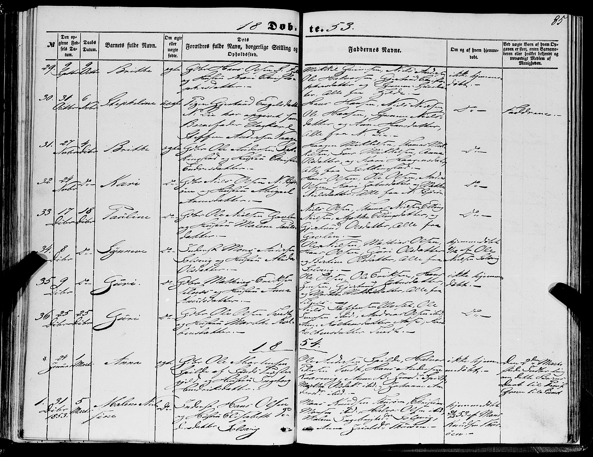 Fjell sokneprestembete, SAB/A-75301/H/Haa: Parish register (official) no. A 2, 1847-1864, p. 85