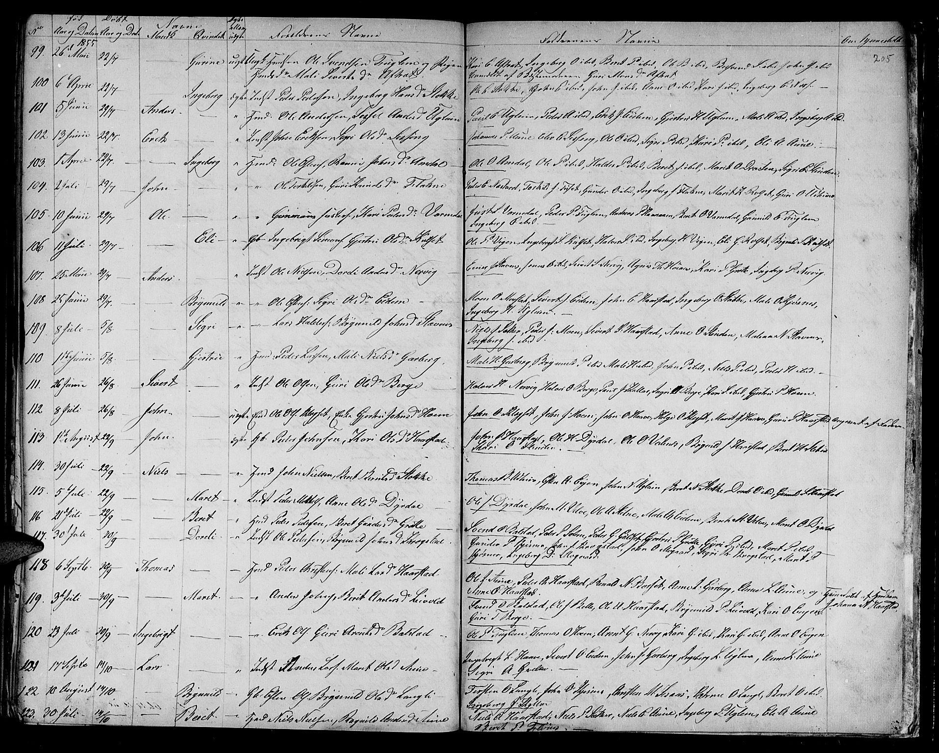 Ministerialprotokoller, klokkerbøker og fødselsregistre - Sør-Trøndelag, AV/SAT-A-1456/695/L1154: Parish register (copy) no. 695C05, 1842-1858, p. 205