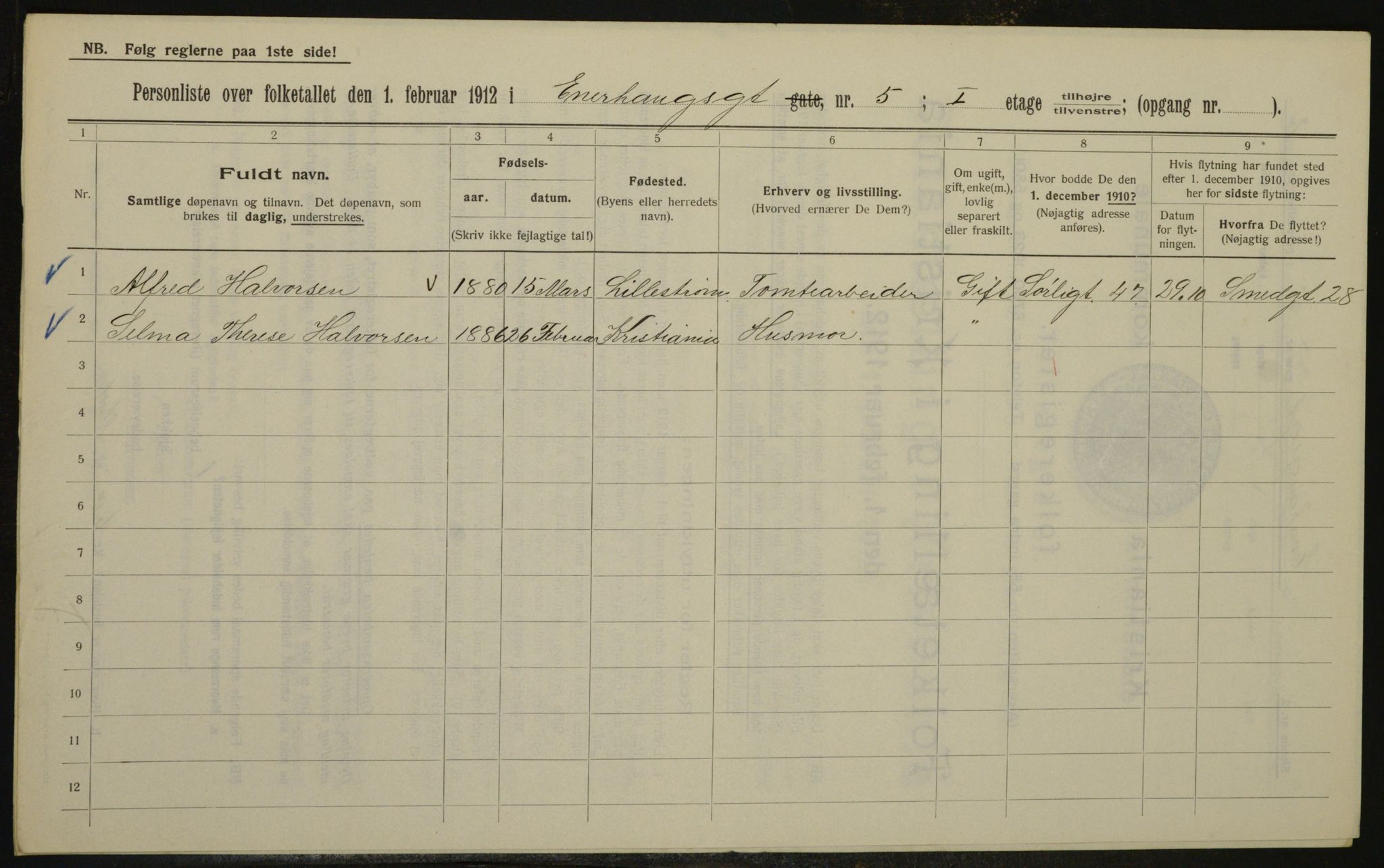 OBA, Municipal Census 1912 for Kristiania, 1912, p. 21482