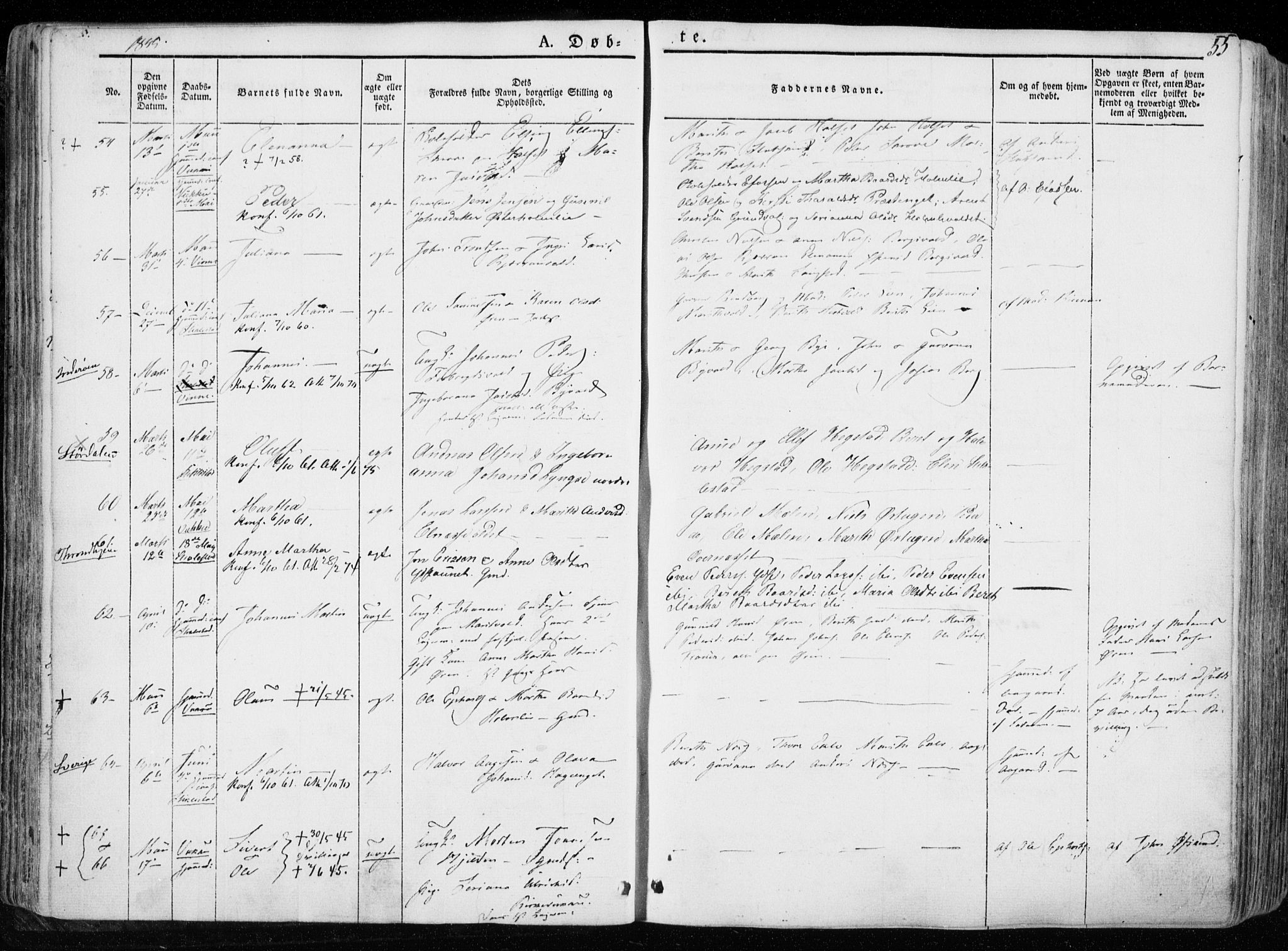 Ministerialprotokoller, klokkerbøker og fødselsregistre - Nord-Trøndelag, SAT/A-1458/723/L0239: Parish register (official) no. 723A08, 1841-1851, p. 55
