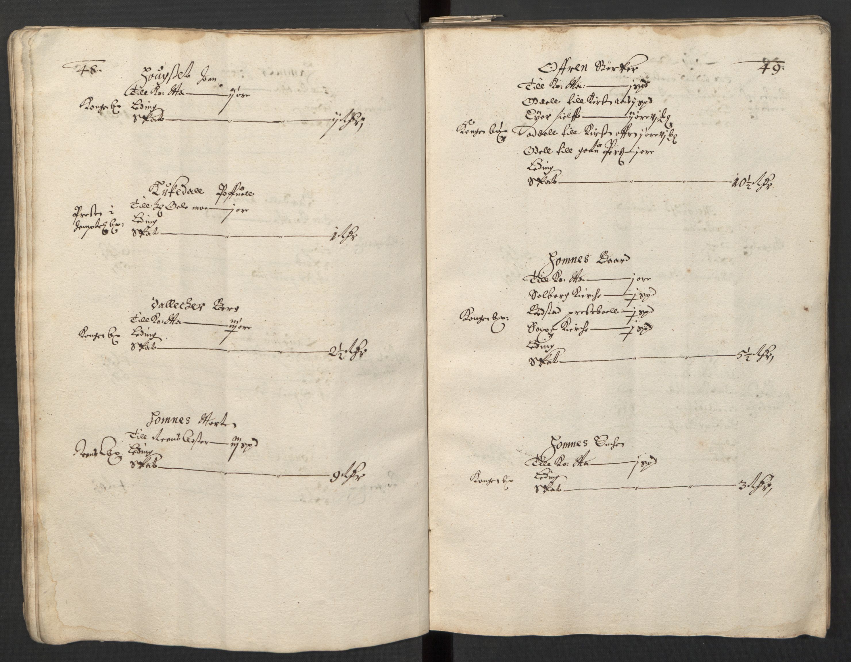 Rentekammeret inntil 1814, Realistisk ordnet avdeling, AV/RA-EA-4070/L/L0029/0001: Trondheim lagdømme: / Alminnelig jordebok og skattemanntall - Inderøy, 1661, p. 48-49