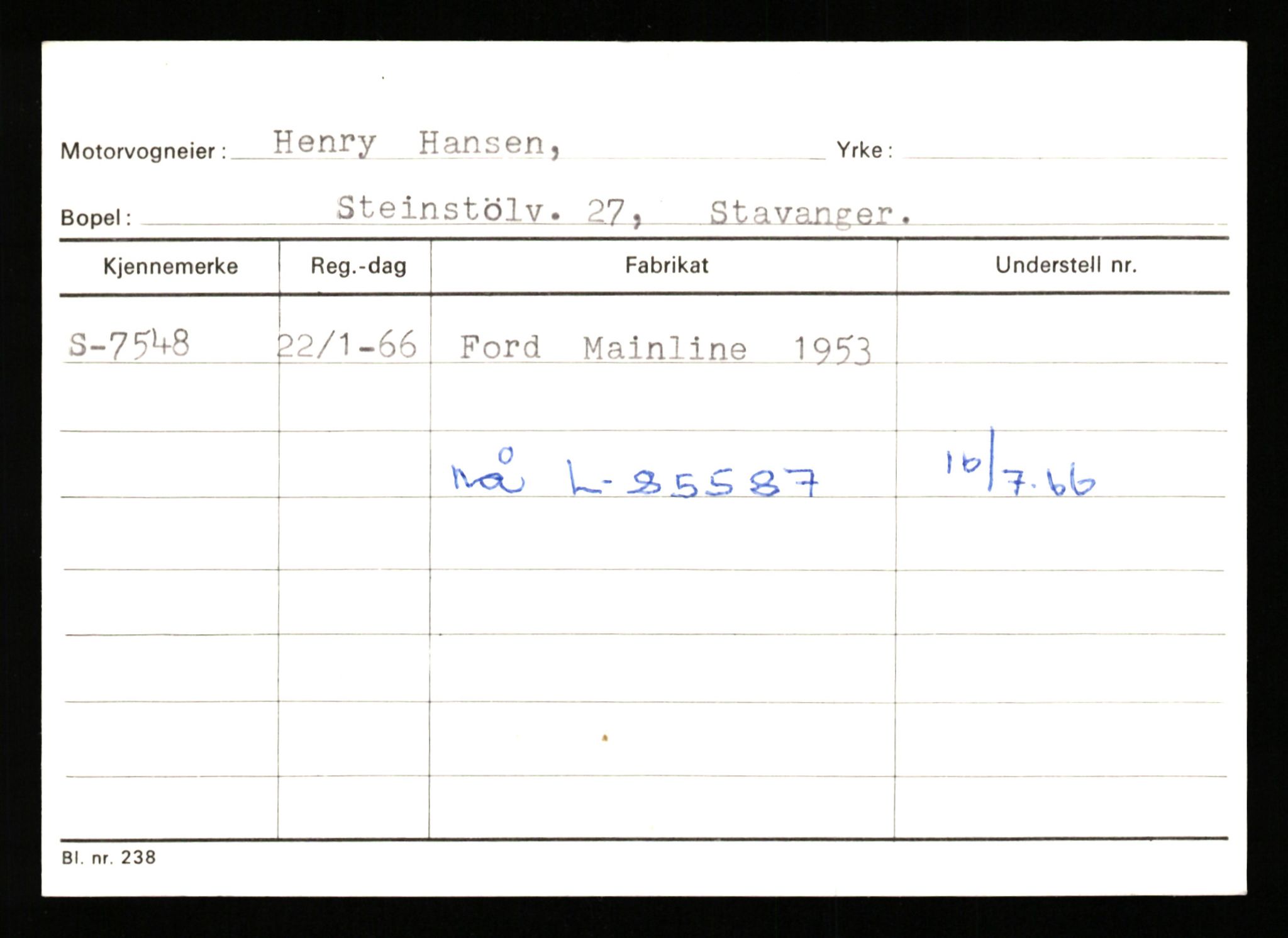 Stavanger trafikkstasjon, SAST/A-101942/0/G/L0002: Registreringsnummer: 5791 - 10405, 1930-1971, p. 847